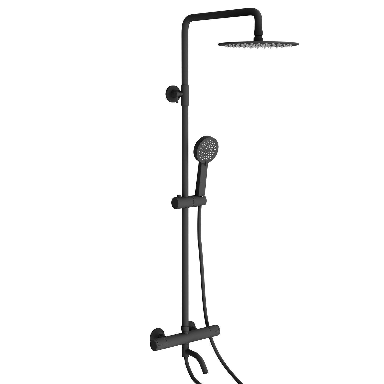 Round 3 Way Thermostatic Shower Kit with Bath Filler - Matte Black