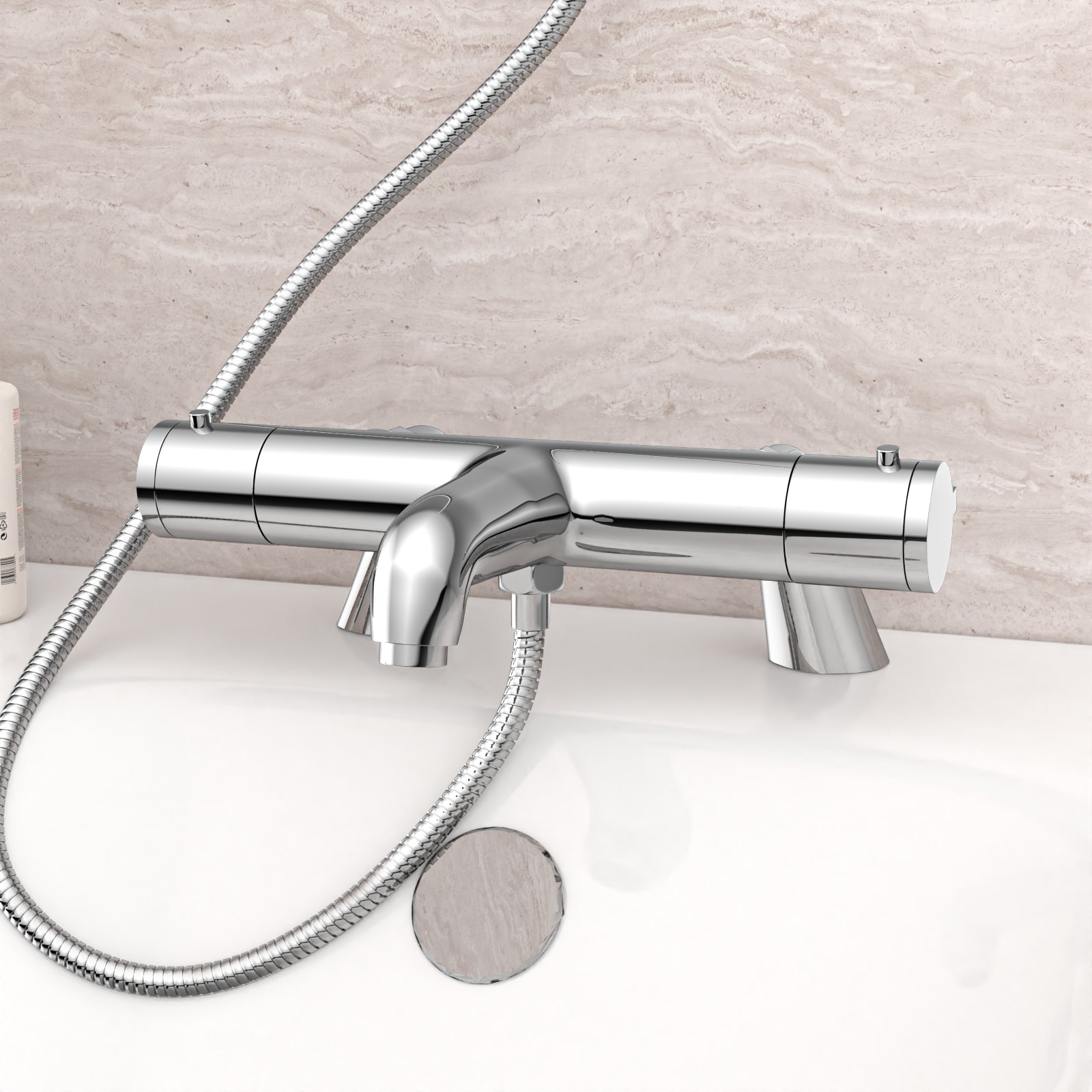 Chrome Exposed Bath Shower Mixer Tap Deck Mounted Kit Set