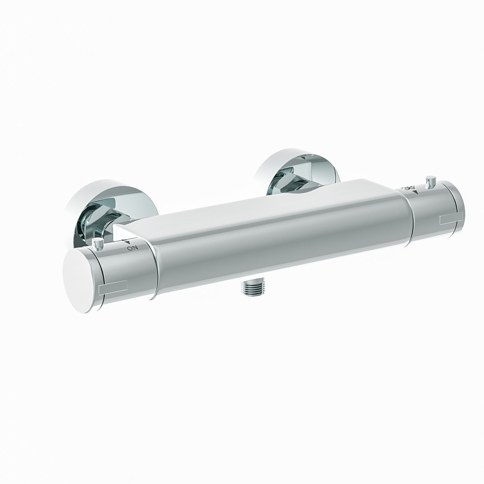 Round Chrome Thermostatic Shower Bar Valve Single Outlet Wall Mounted