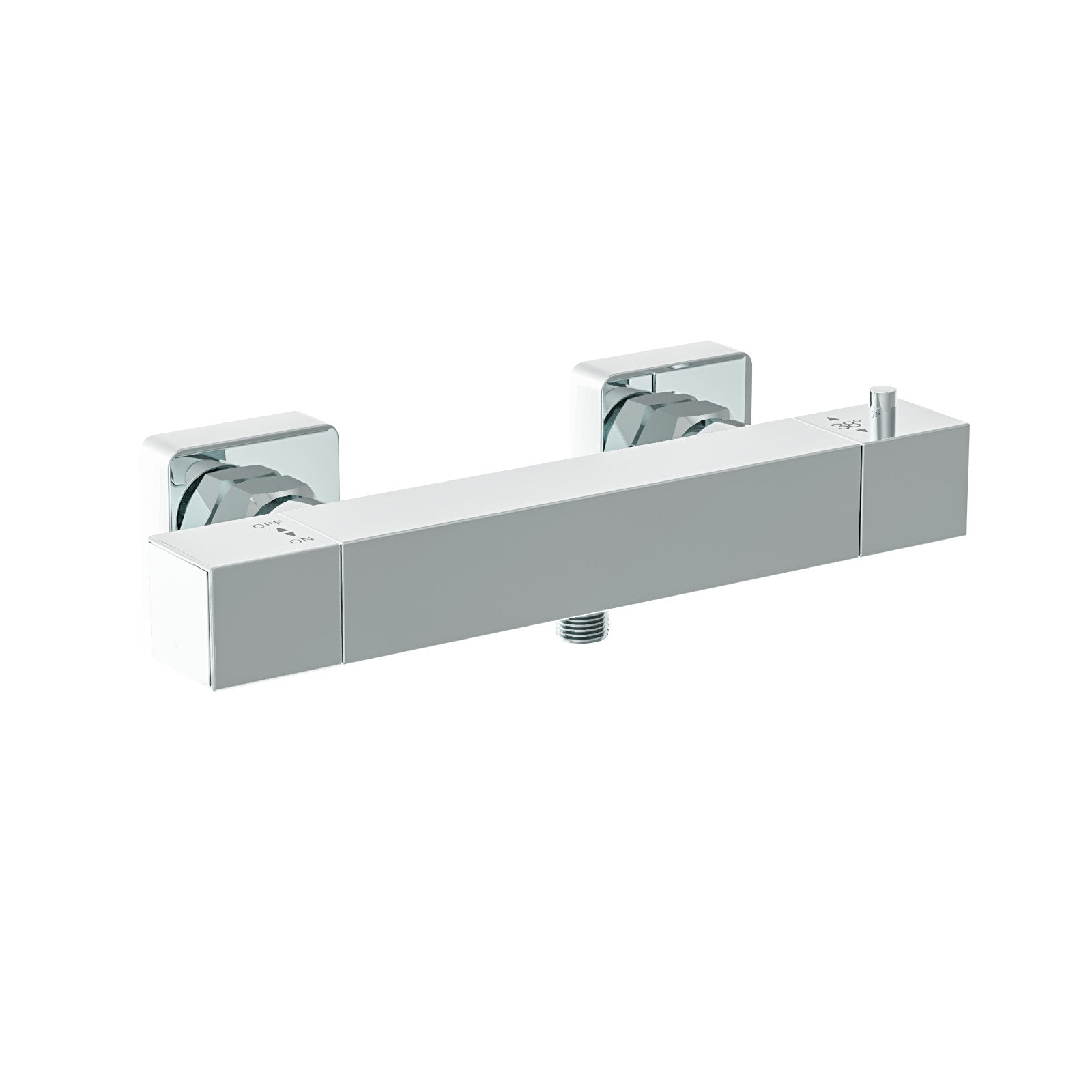 Square Chrome Thermostatic Shower Bar Valve Single Outlet Wall Mounted