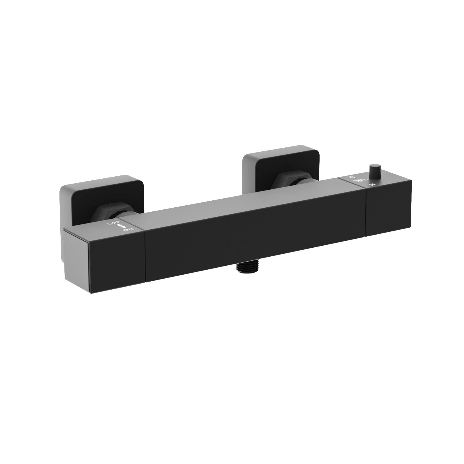 Square Matte Black  Thermostatic Shower Bar Valve with Single Outlet