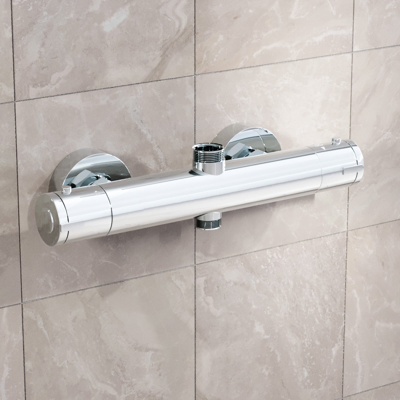 Modern Round Chrome Exposed Thermostatic Shower Mixer Bar Valve Anti Scald