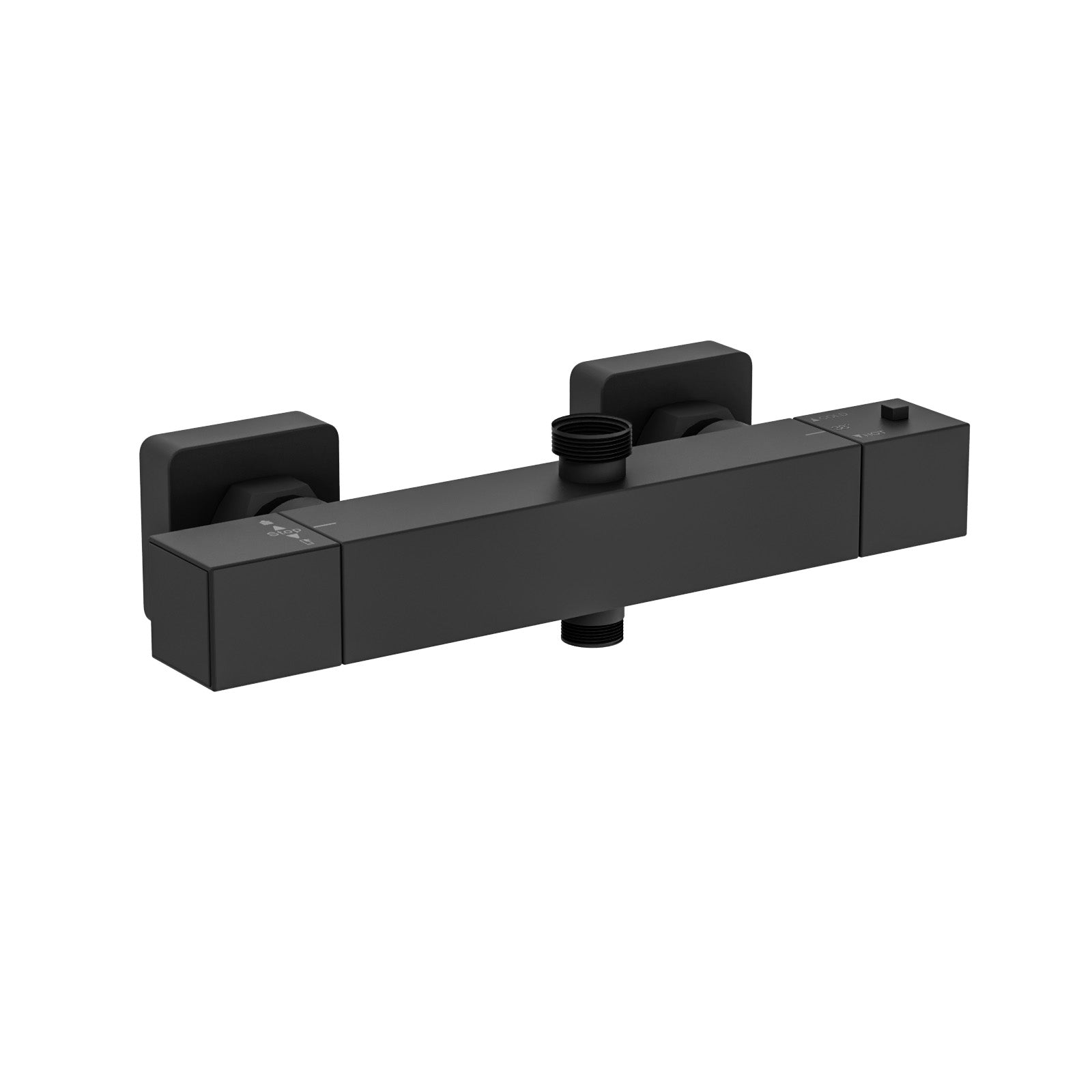 Square Modern Matte Black Exposed Thermostatic Shower Mixer Bar Valve