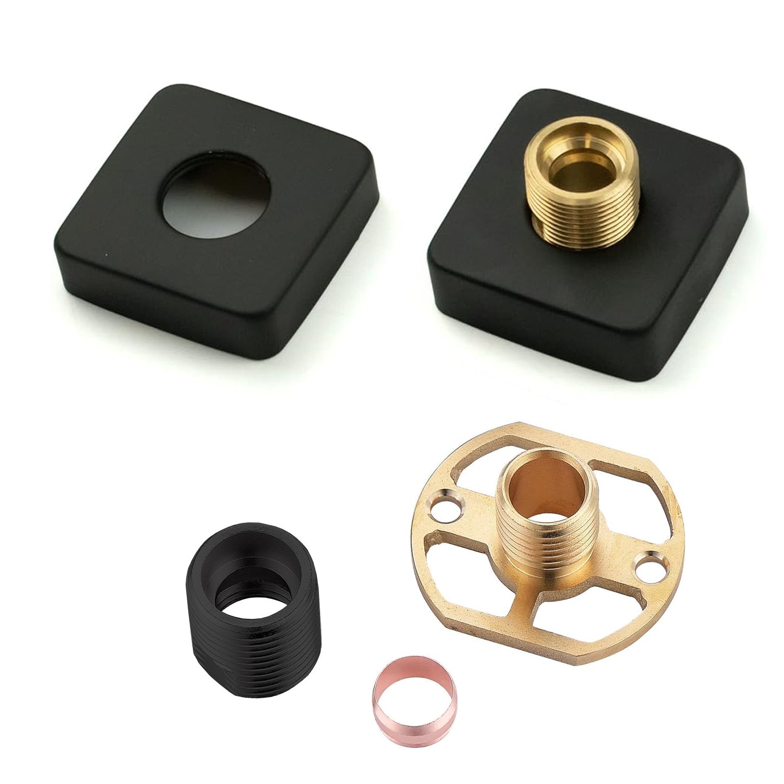 Square Wall Mounted Fitting Kit Black For Shower Mixer Valve & Taps