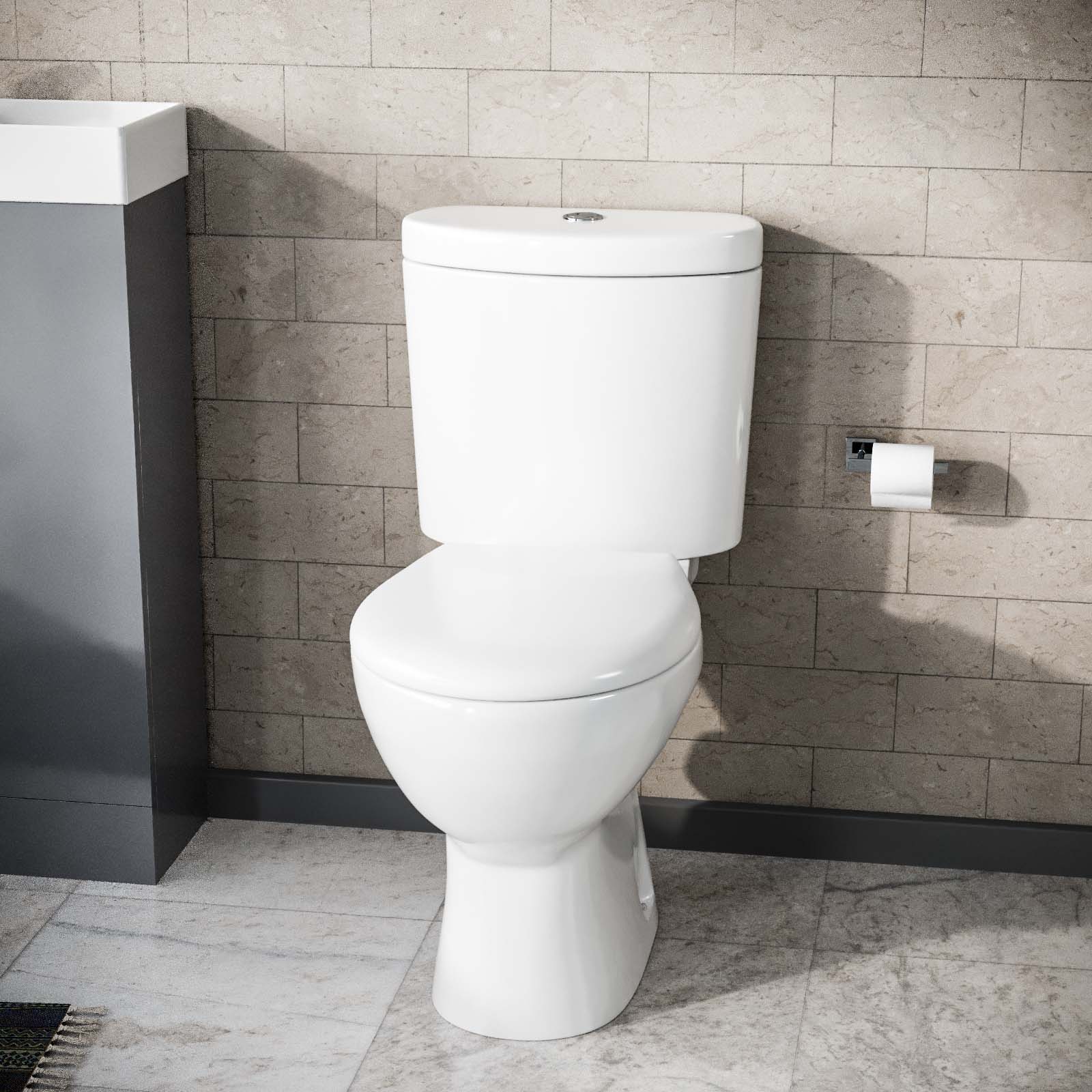 Close Coupled Round Toilet With Seat White