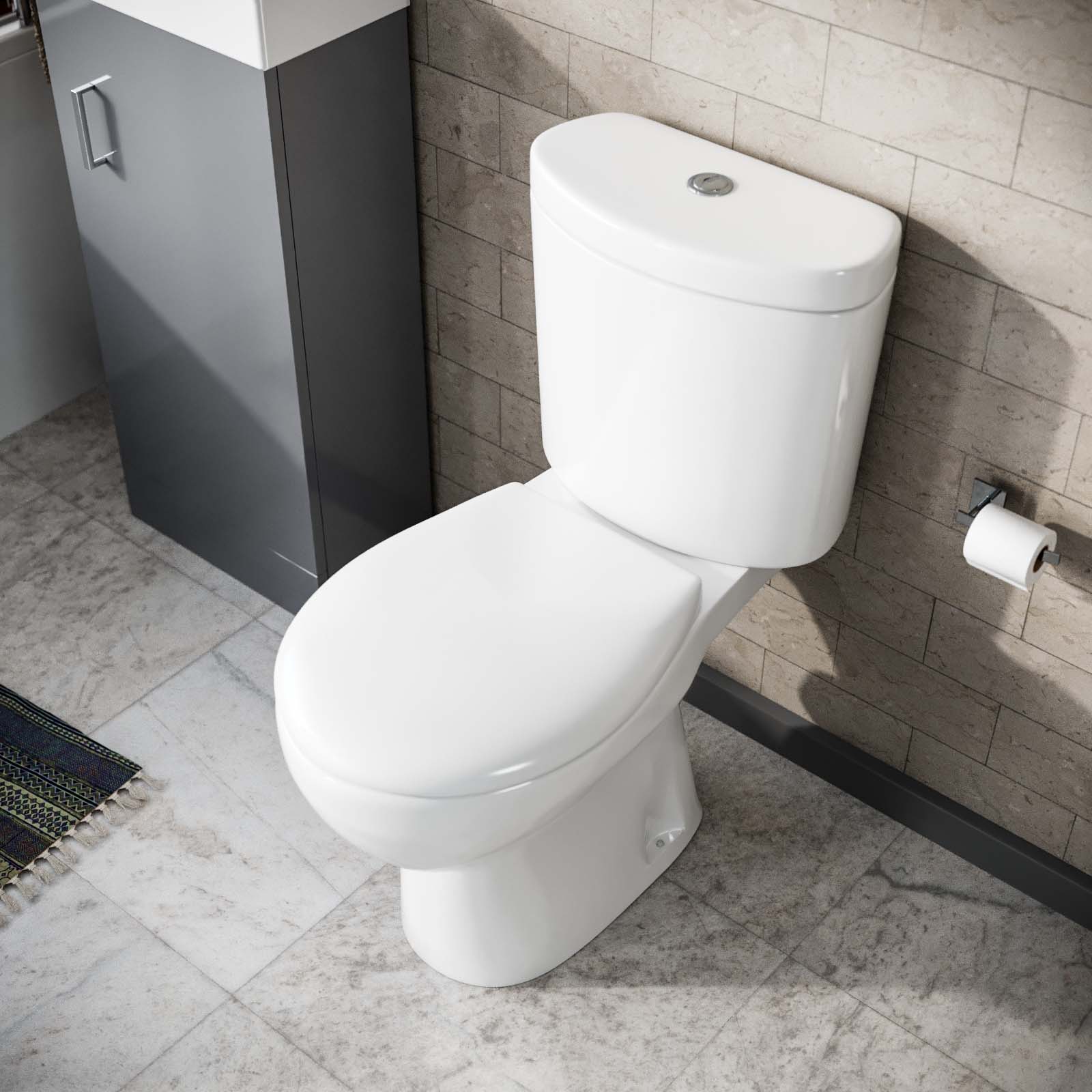 Close Coupled Round Toilet With Seat White