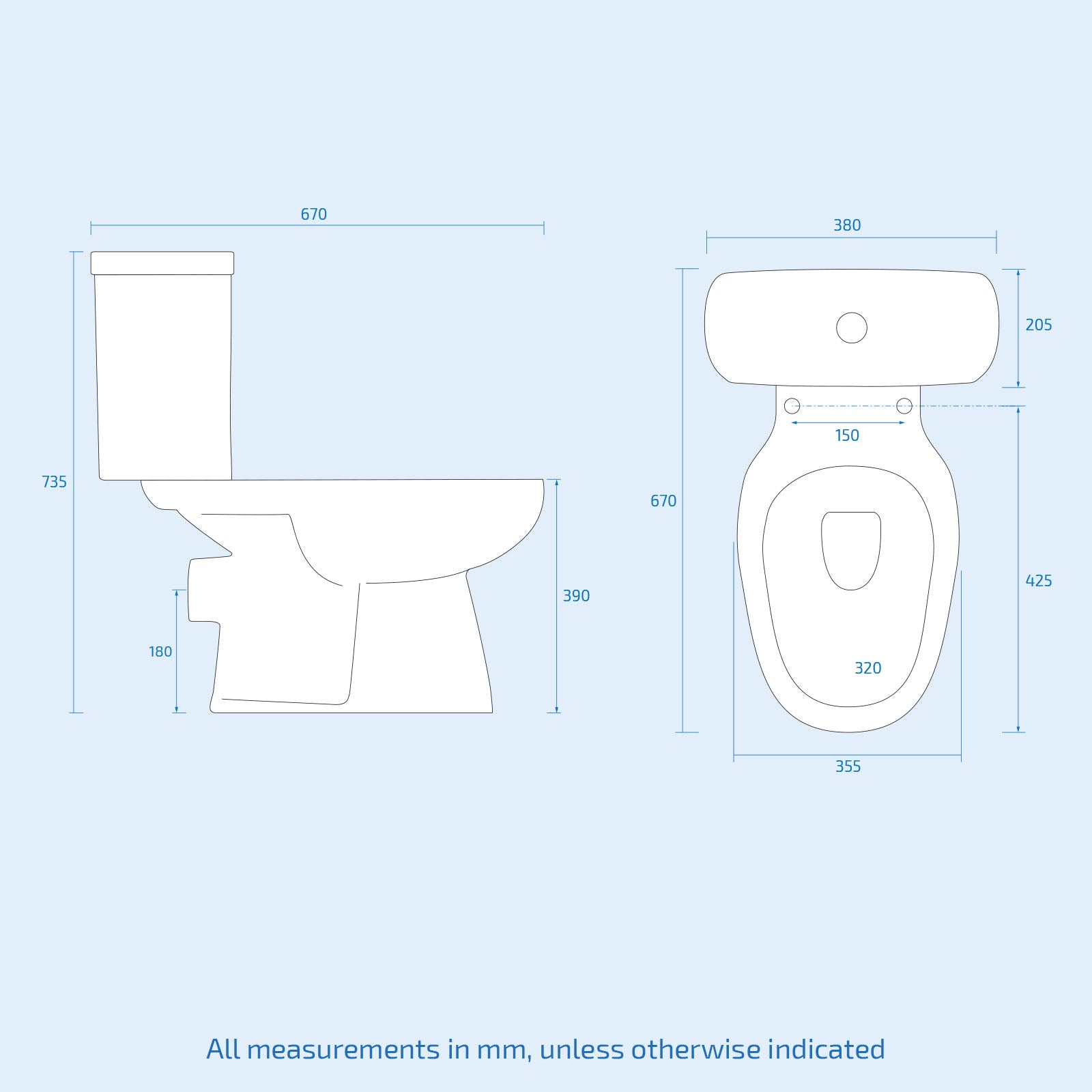 White Round Close Coupled Toilet with Cloakroom LH 360mm Wall Hung Basin