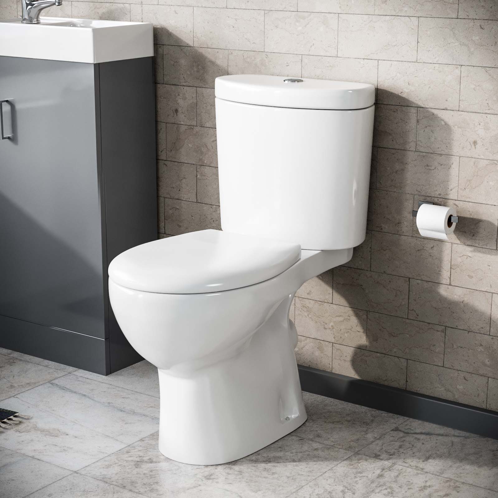 Close Coupled Round Toilet With Seat White