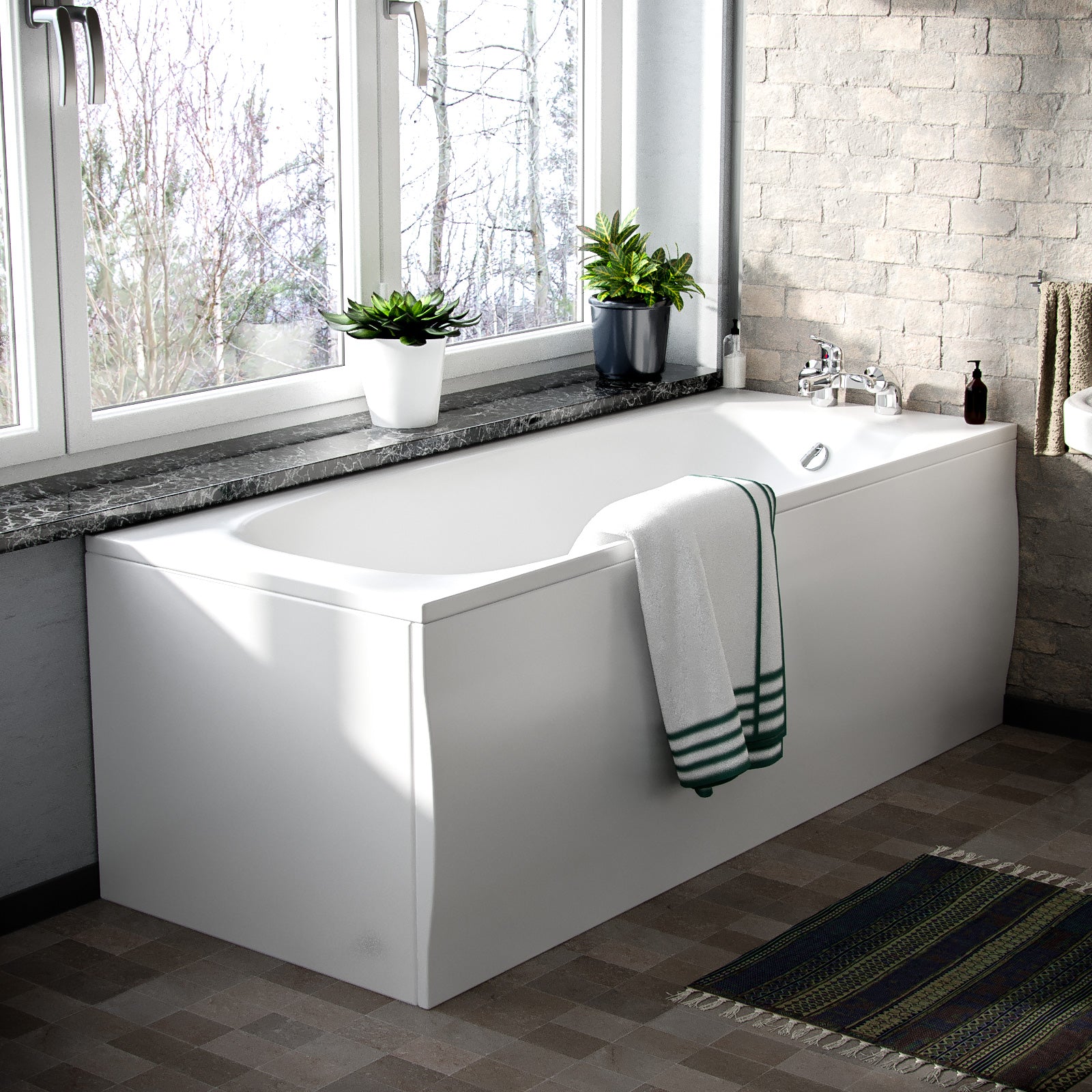 Omaha 3 Piece WC Toilet, Full Pedestal Basin and Round Bath Tub Bathroom Suite