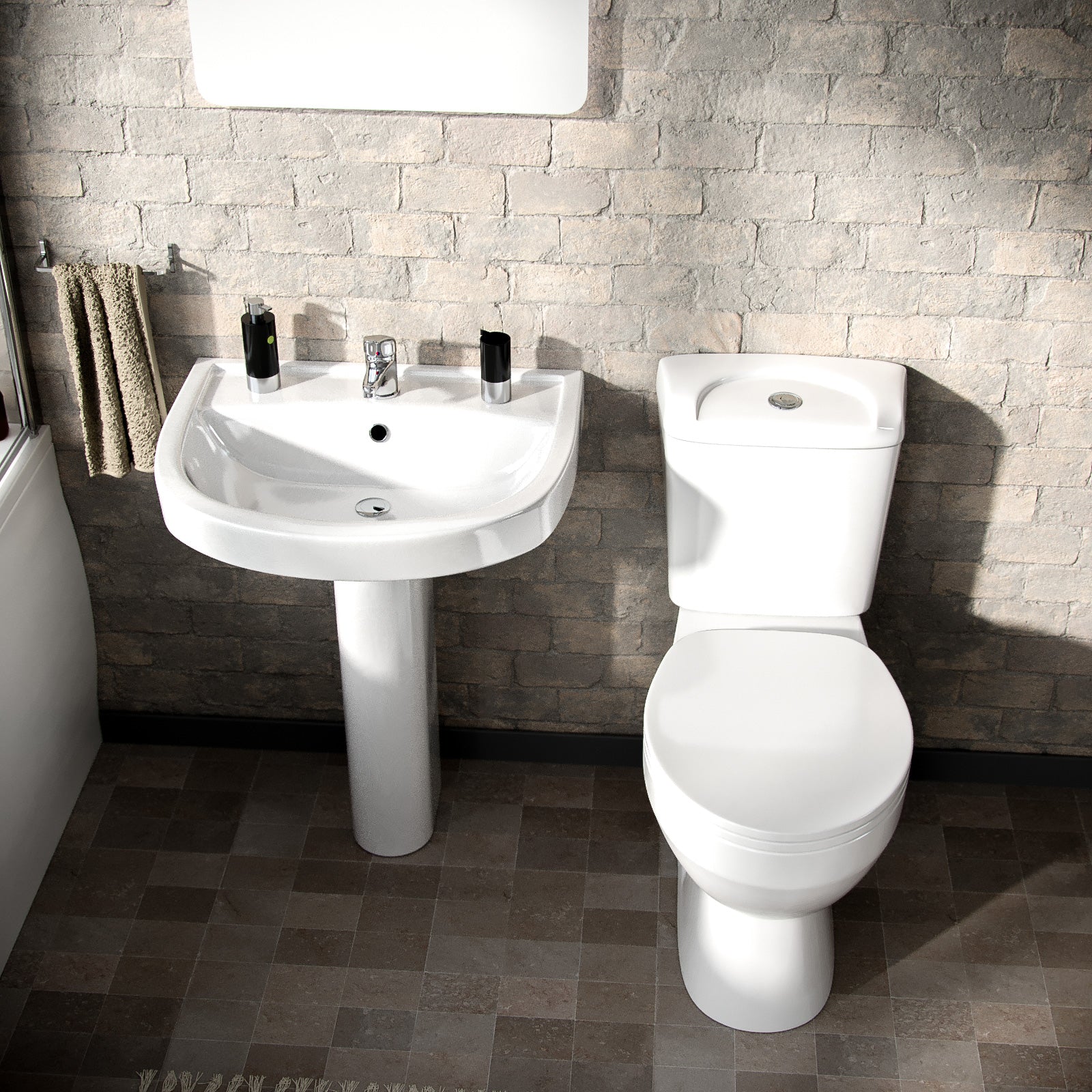 Bath Basin 1700mm Pedastal WC Toilet & Tap Set Complete Suite