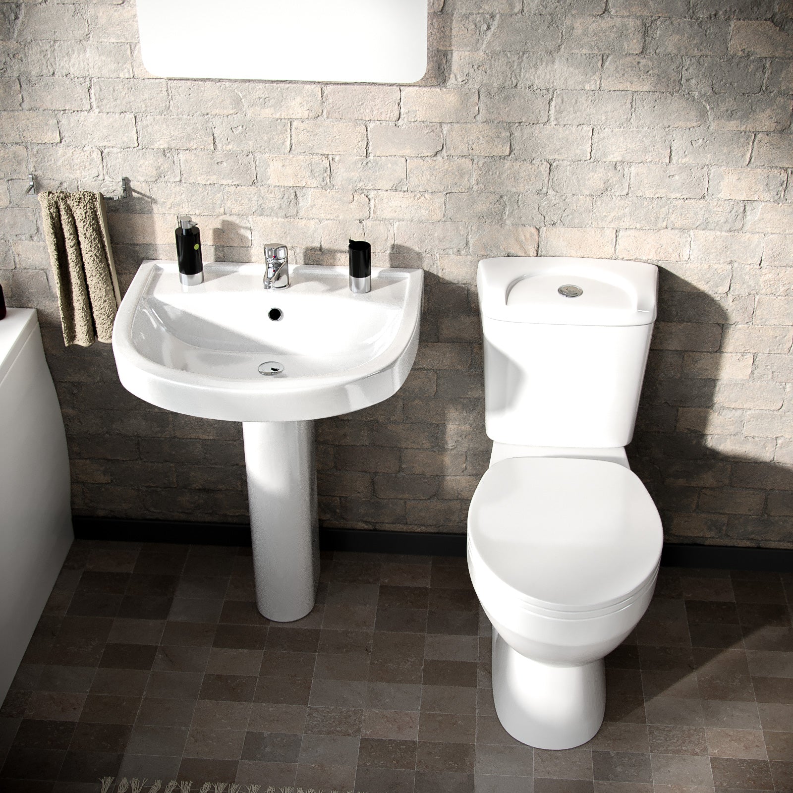 Bath Suite Toilet Basin Round Bath With V Basin and Showers Mixer White