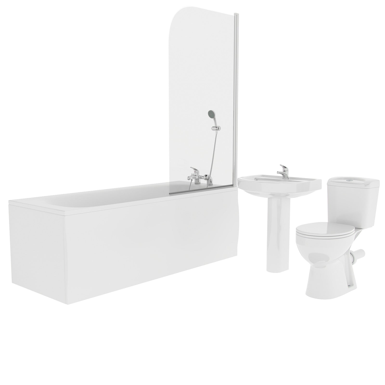 Bath Basin 1700mm Pedastal WC Toilet & Tap Set Complete Suite