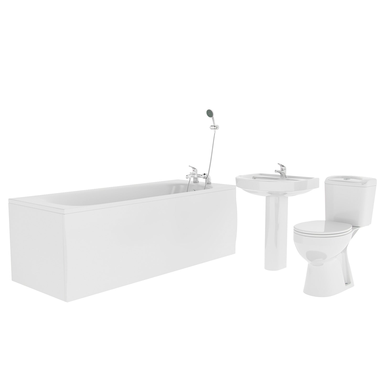 Bath Suite Toilet Basin Round Bath With V Basin and Showers Mixer White