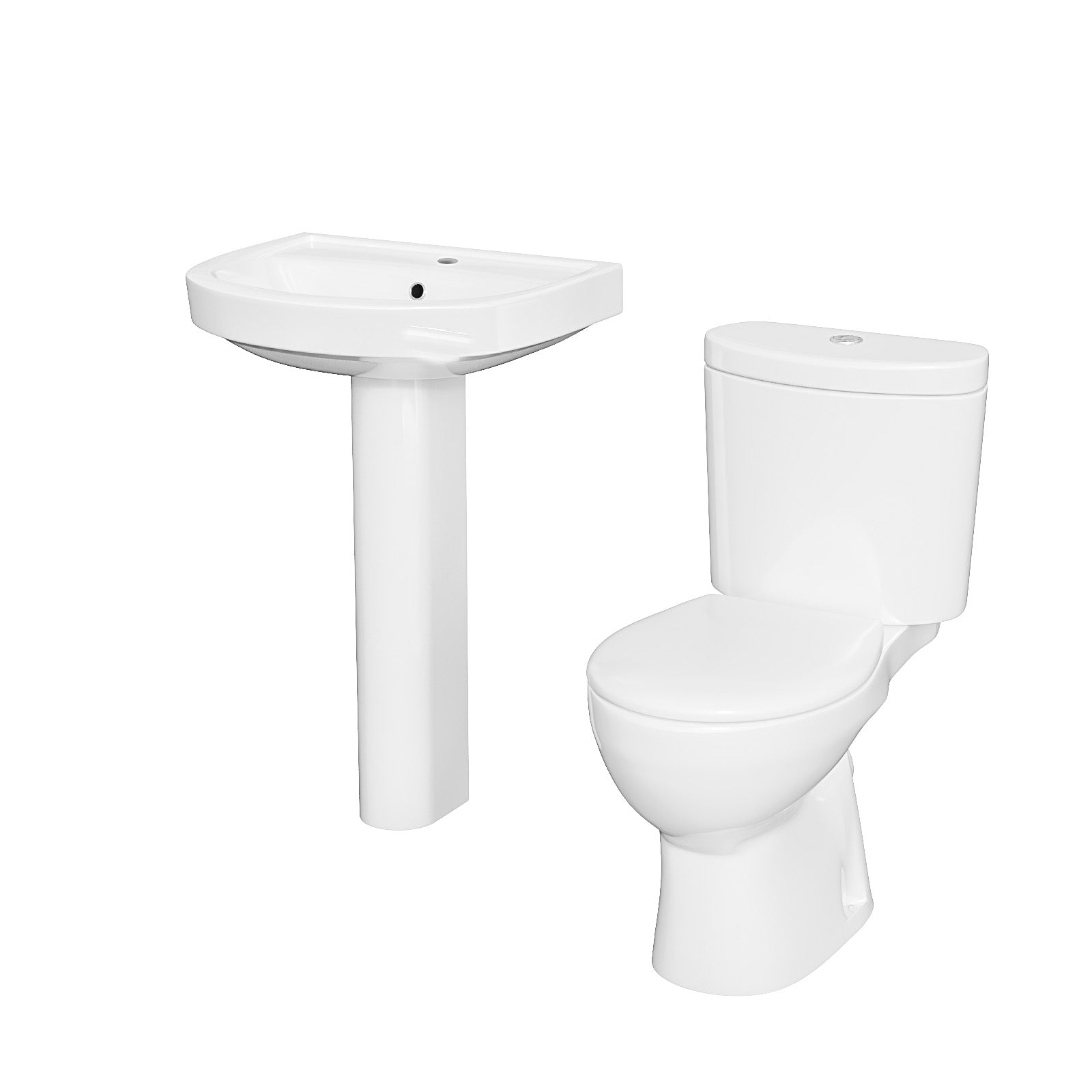 Cloakroom Close Coupled Toilet & 550mm Full Pedestal Basin White