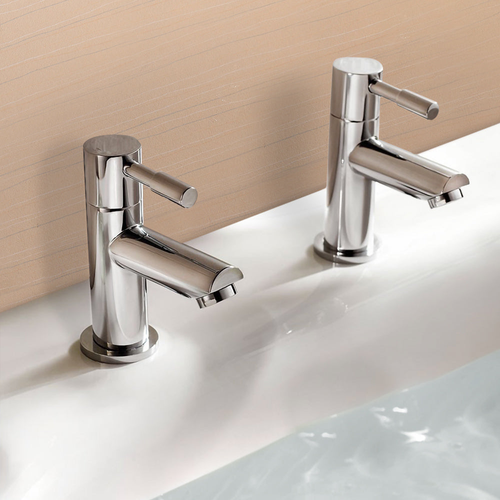 Marc Modern Chrome Deck Mounted Hot & Cold Twin Bath Filler Taps