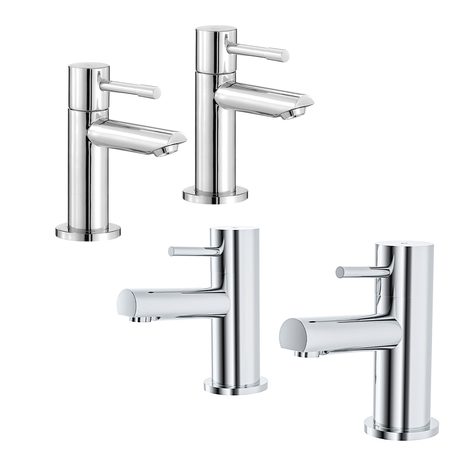 Marc Modern Set Of Twin Hot & Cold Basin Taps And Twin Bath Filer Taps