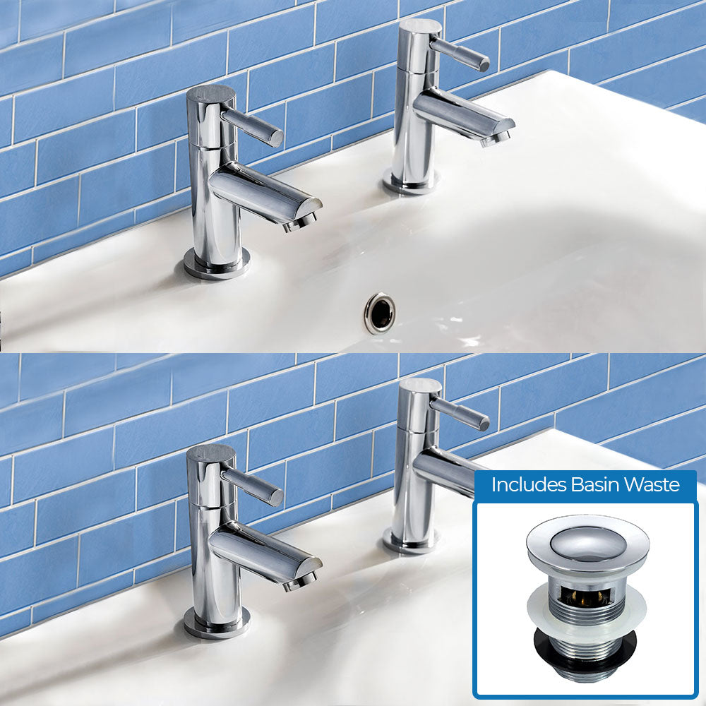 Marc Modern Set Of Twin Hot & Cold Basin Taps And Twin Bath Filer Taps
