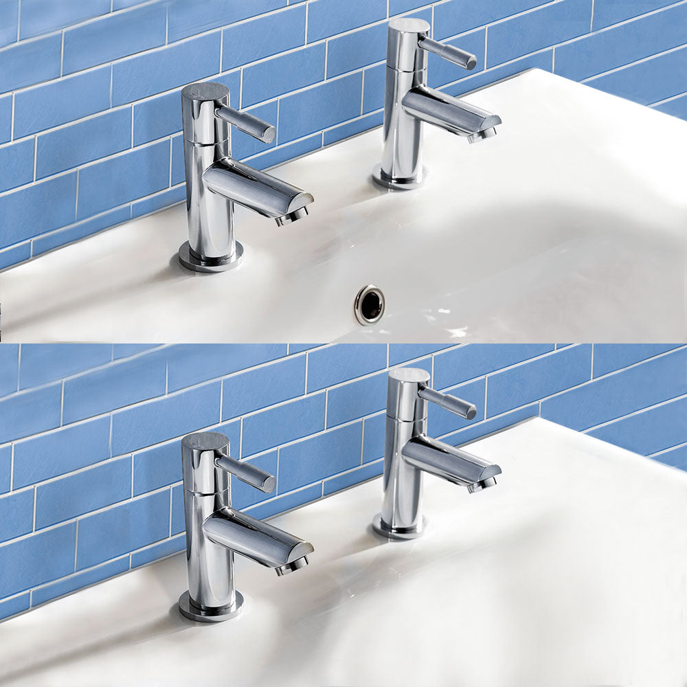 Marc Modern Set Of Twin Hot & Cold Basin Taps And Twin Bath Filer Taps