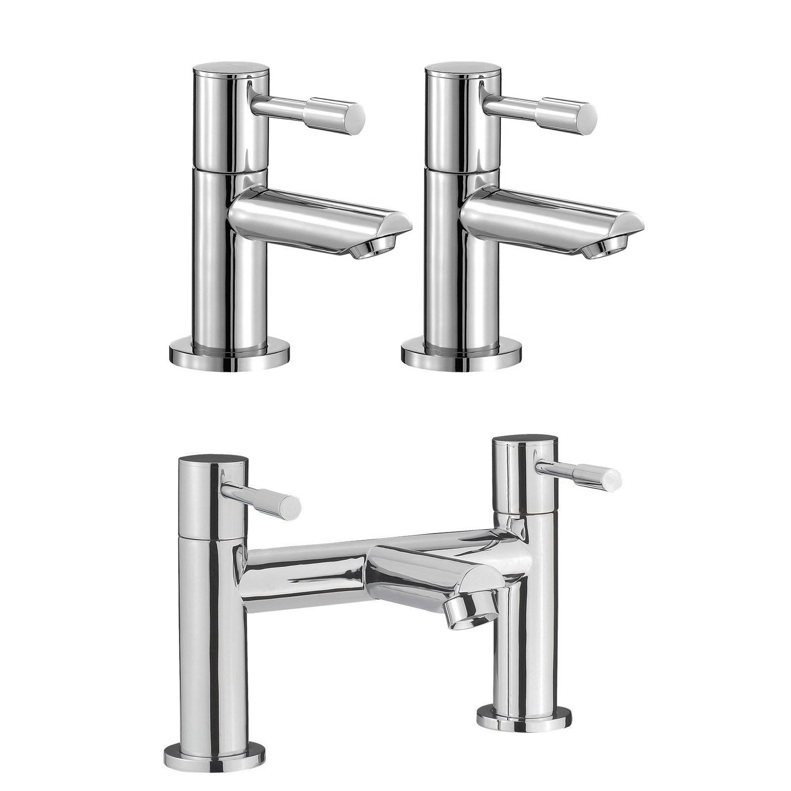 Marc Modern Set of Two Basin Taps & Deck Mounted Bath Filler Tap