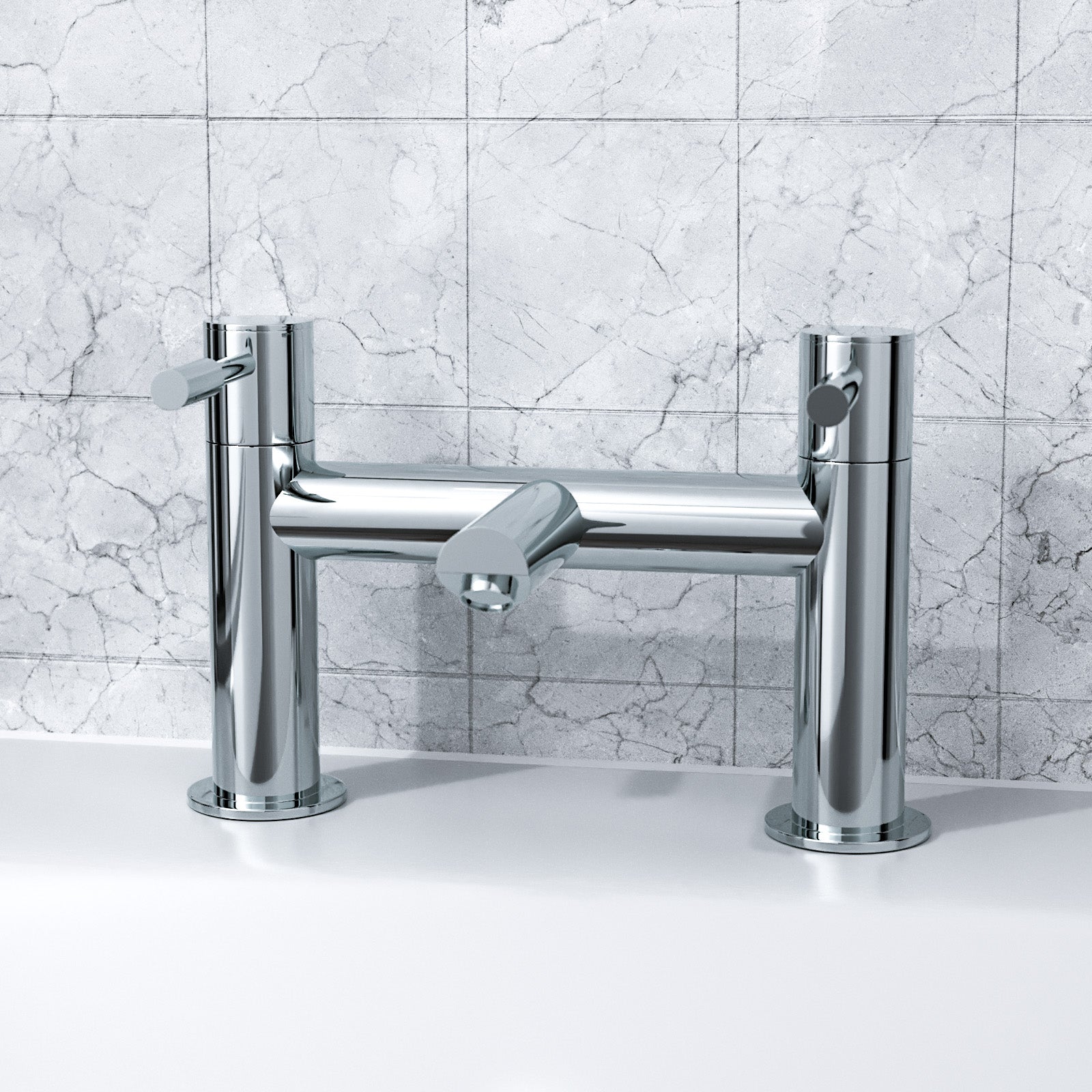 Marc Modern Set of Two Basin Taps & Deck Mounted Bath Filler Tap