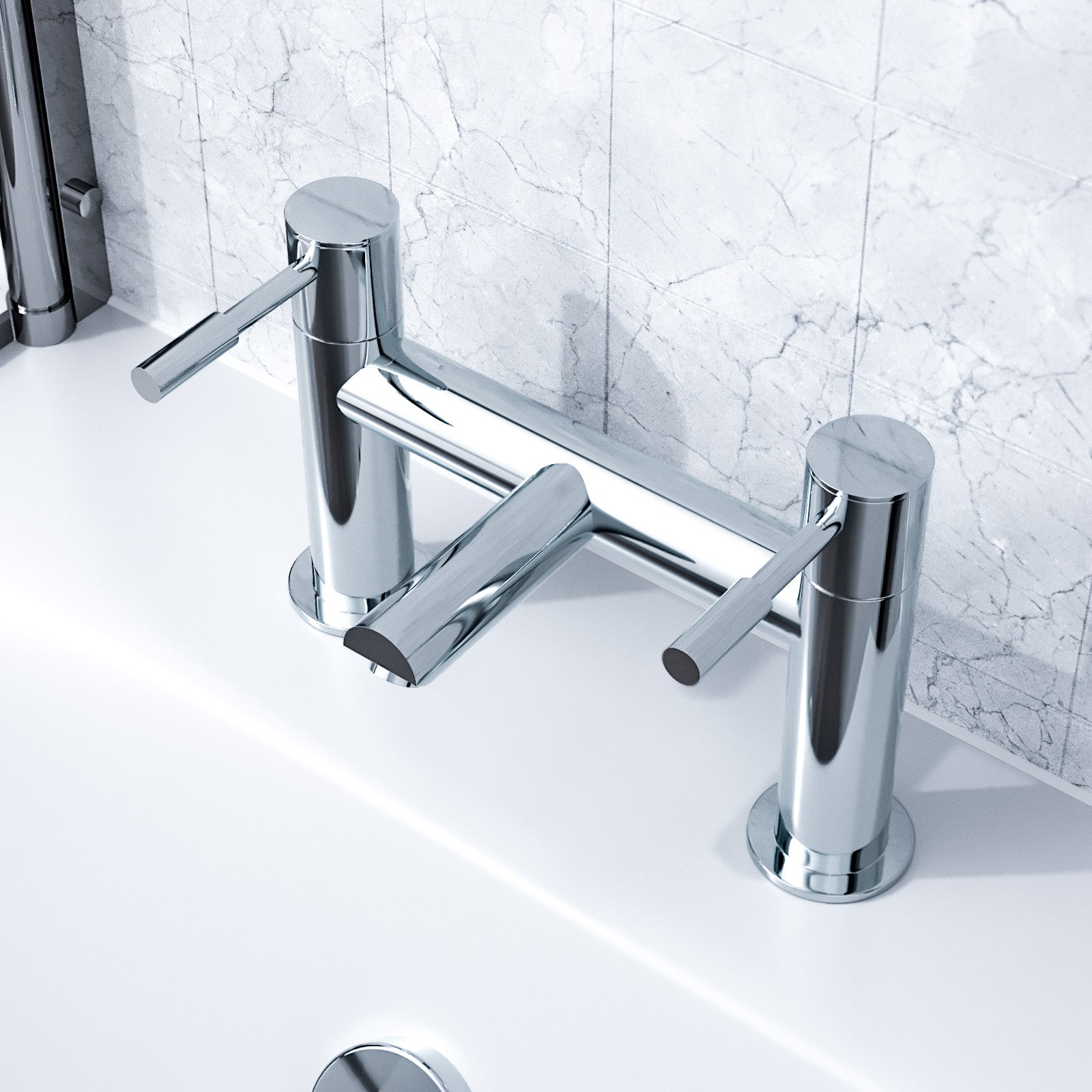 Marc Modern Set of Two Basin Taps & Deck Mounted Bath Filler Tap