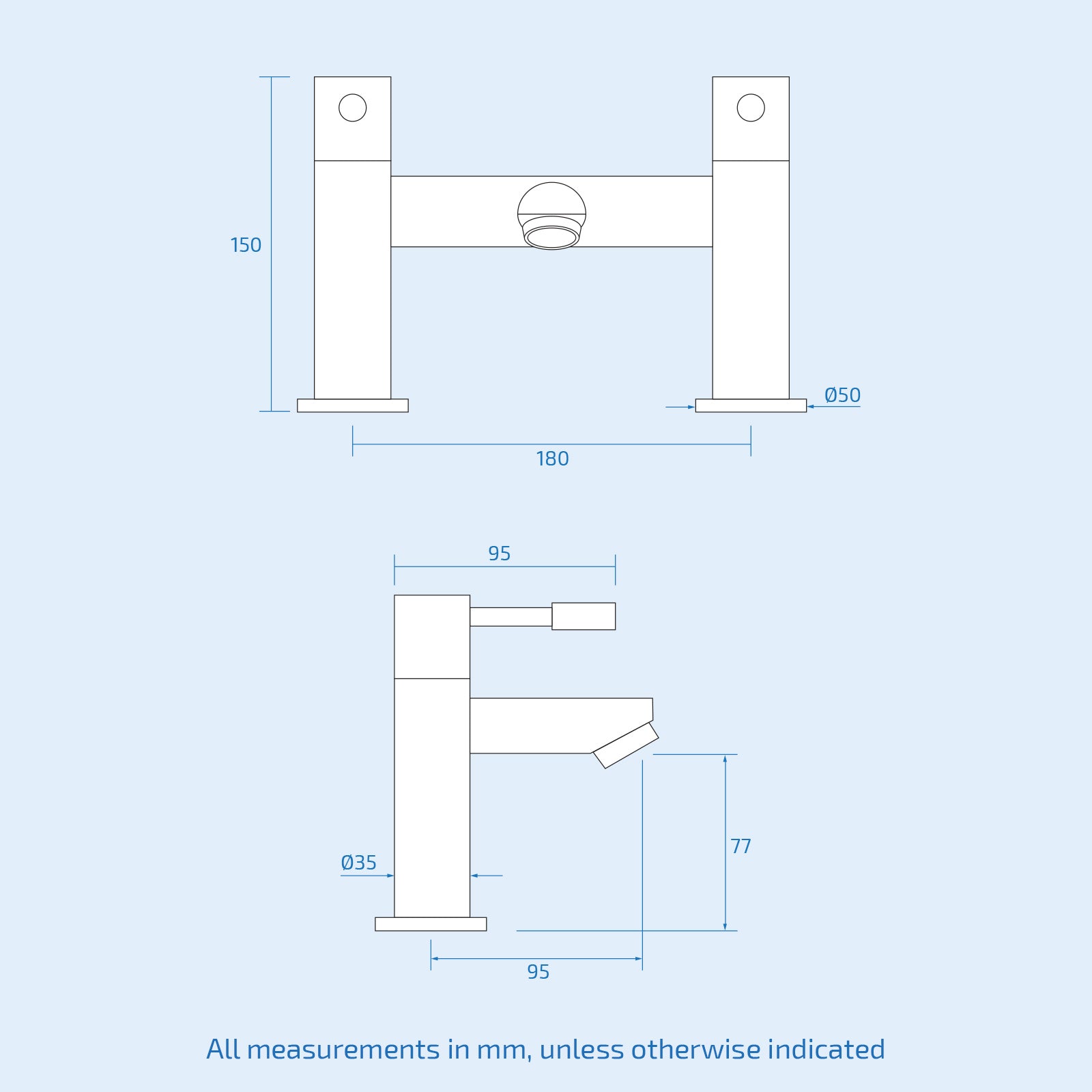 Marc Round Chrome Bridge Deck Mounted Bath Filler Tap