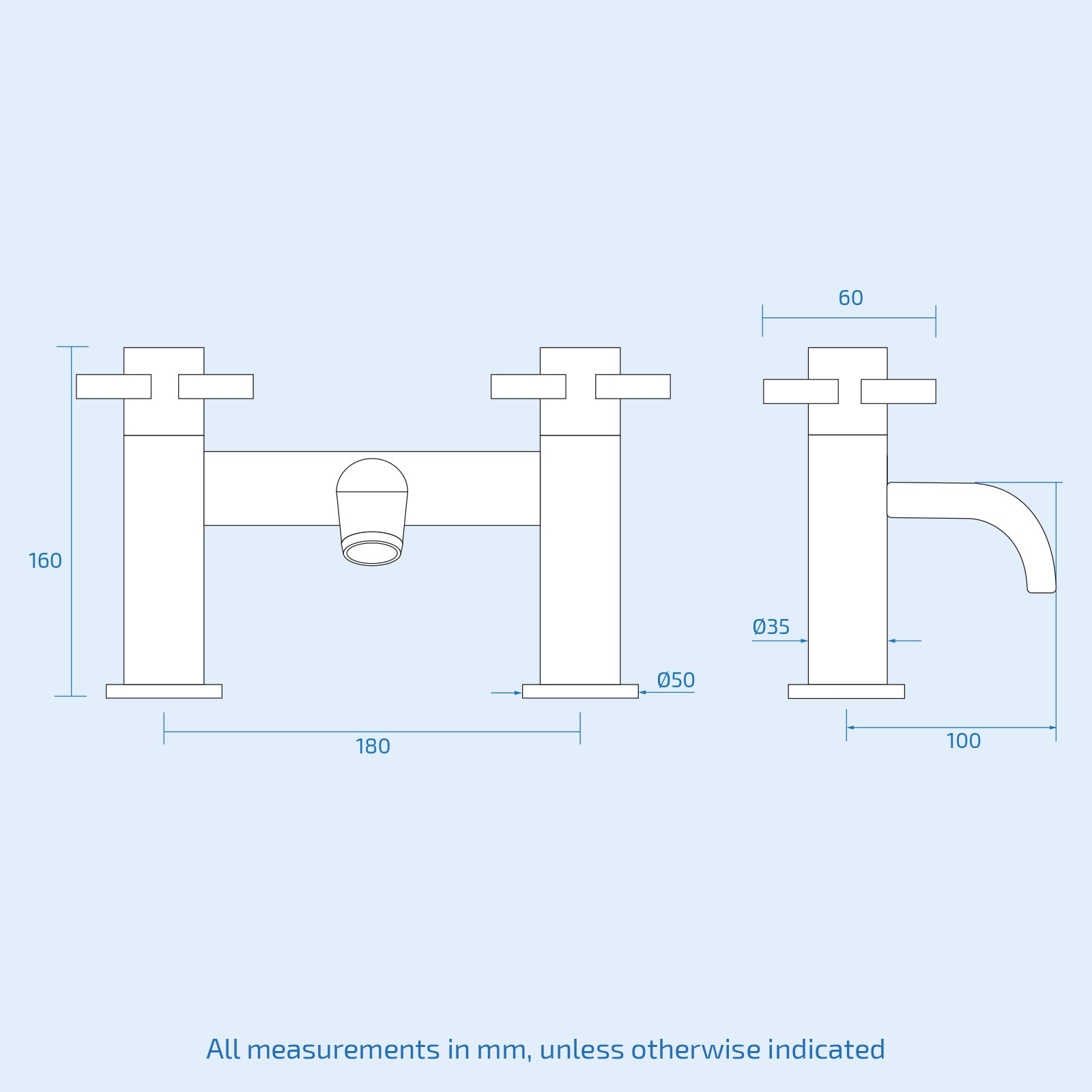 Marc Modern Set of Two Basin Taps & Deck Mounted Bath Filler Tap