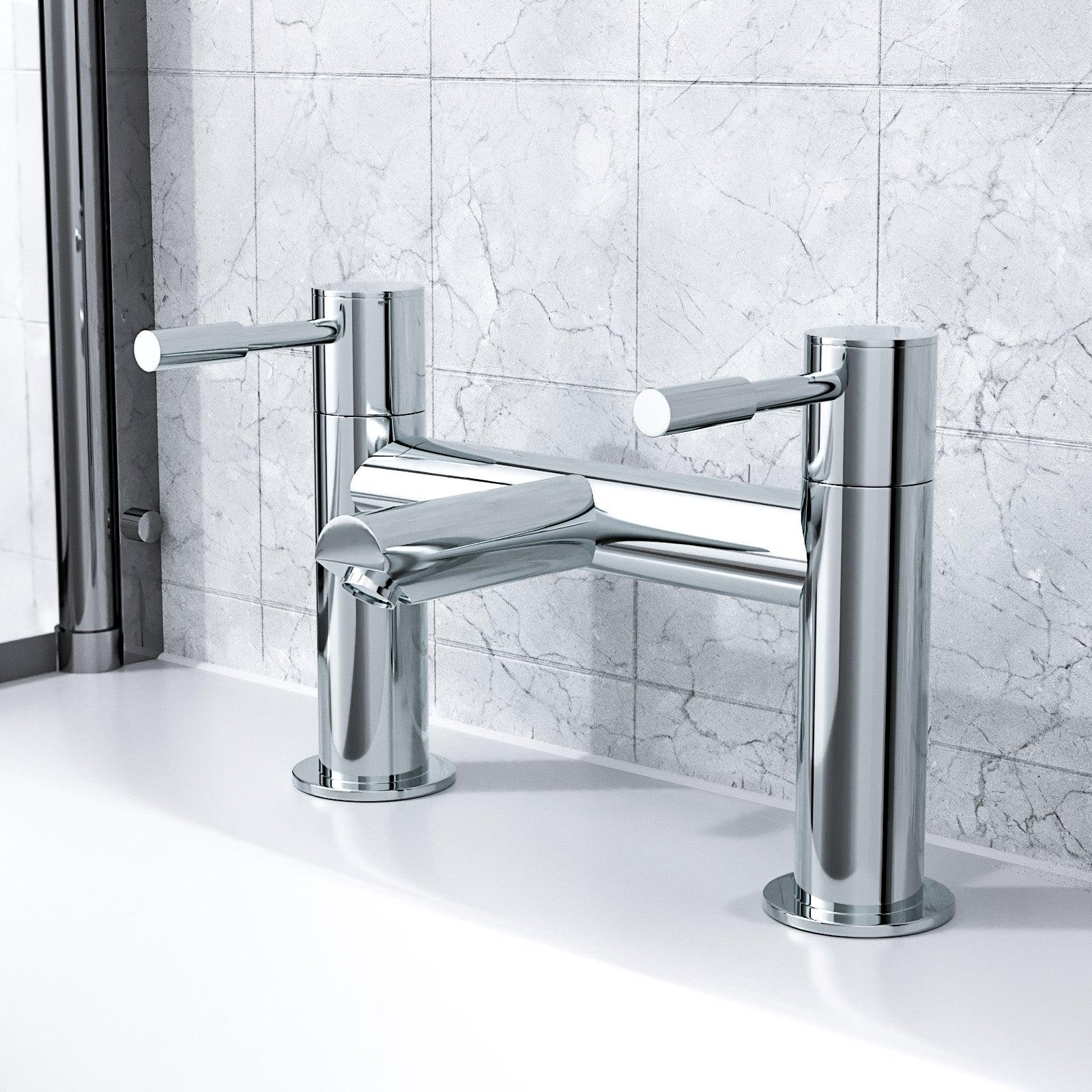 Marc Modern Set of Two Basin Taps & Deck Mounted Bath Filler Tap