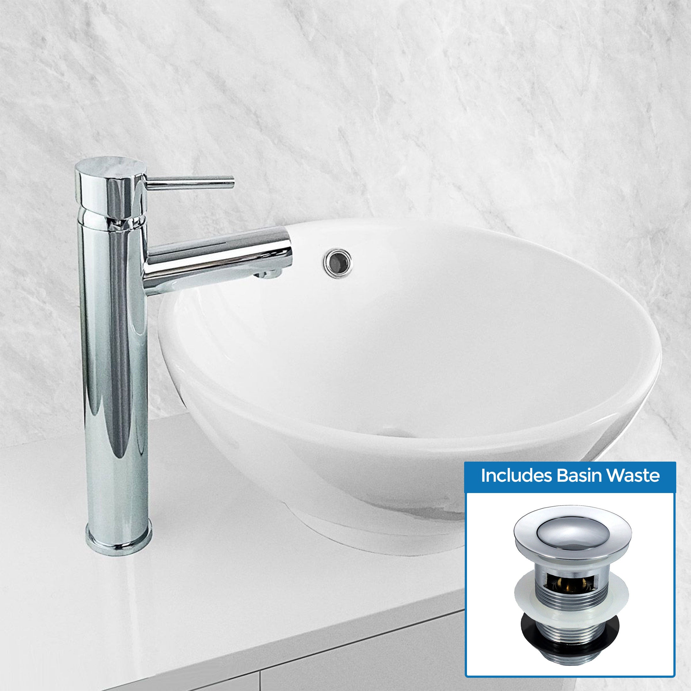 Marc High Rise Bathroom Basin Mono Mixer Tap