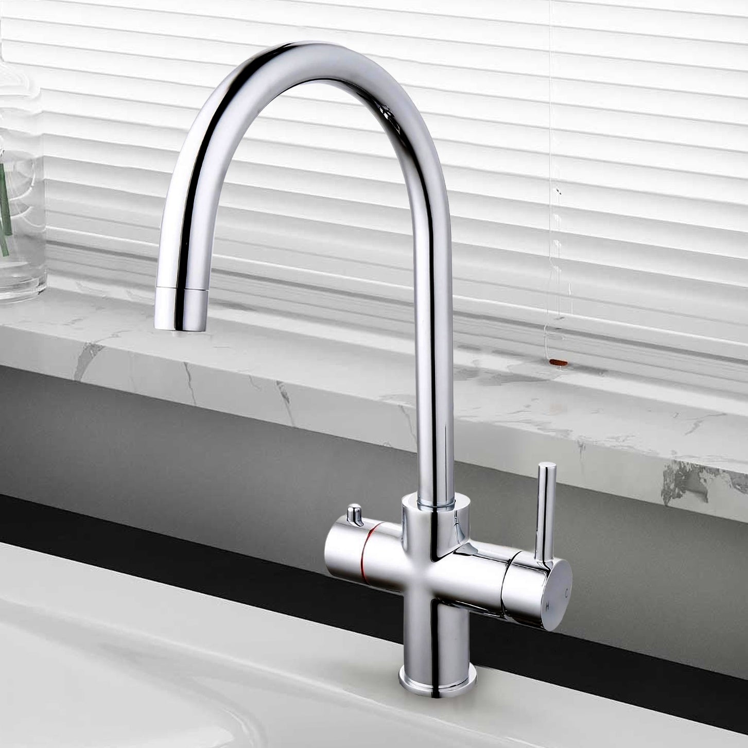 Instant Boiling Water Kitchen Tap Round Chrome, Boiler & Water Filter