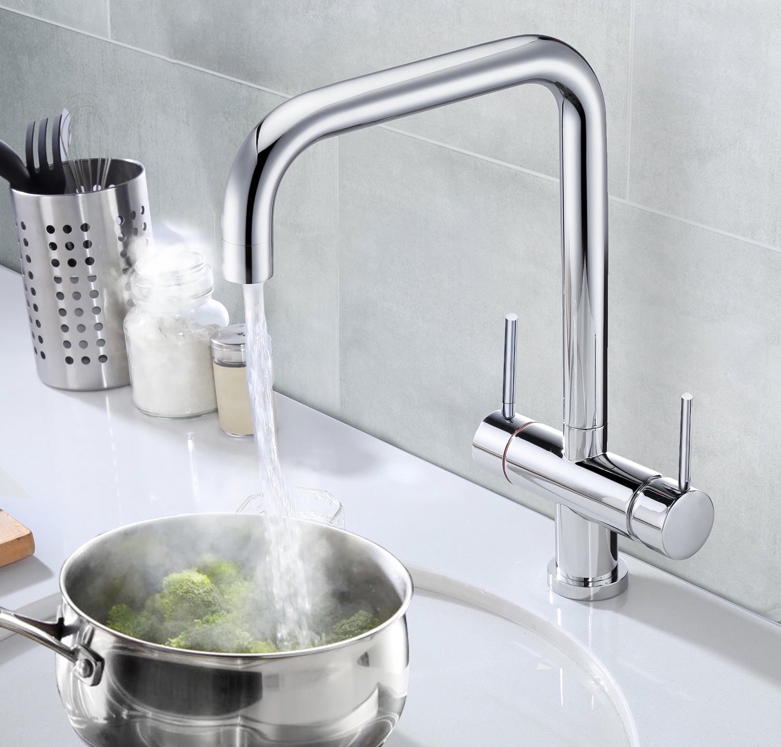 Alexander Instant Boiling Water Kitchen Tap Chrome, Filter with Heating tank