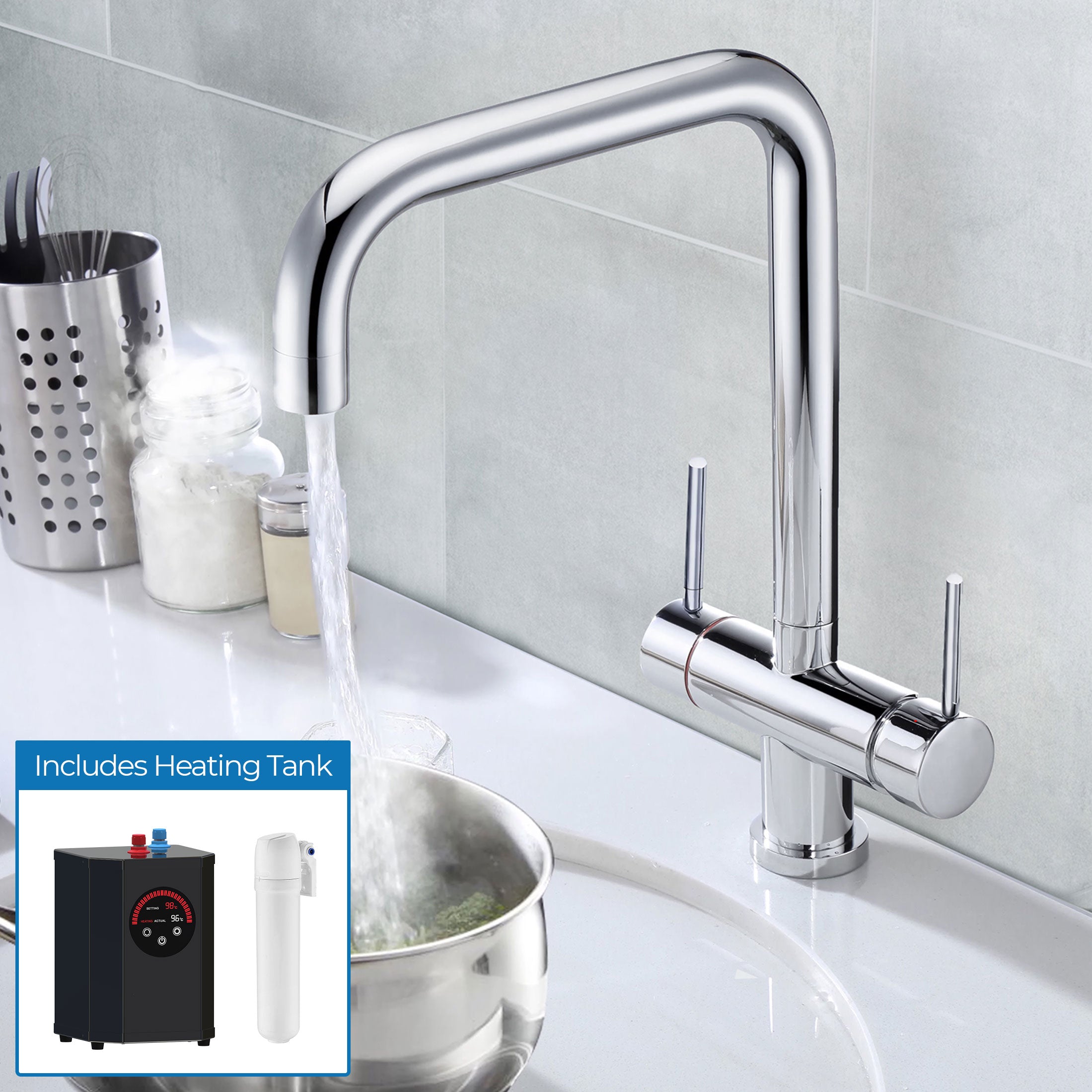 Alexander Instant Boiling Water Kitchen Tap Chrome, Filter with Heating tank