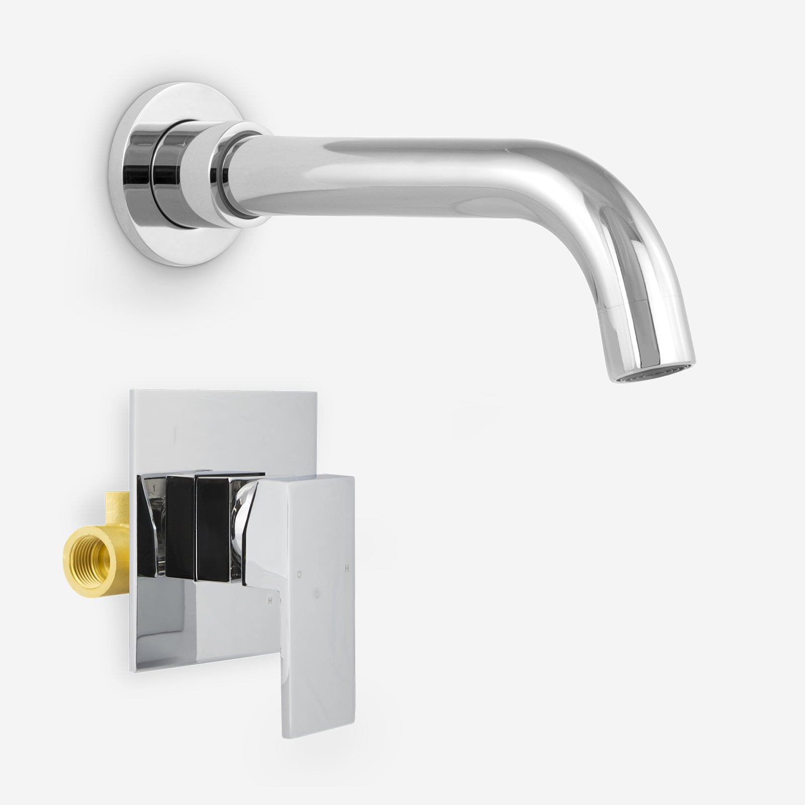 Contemporary Wall Mounted Basin Sink Spout & Concealed Mixer Tap