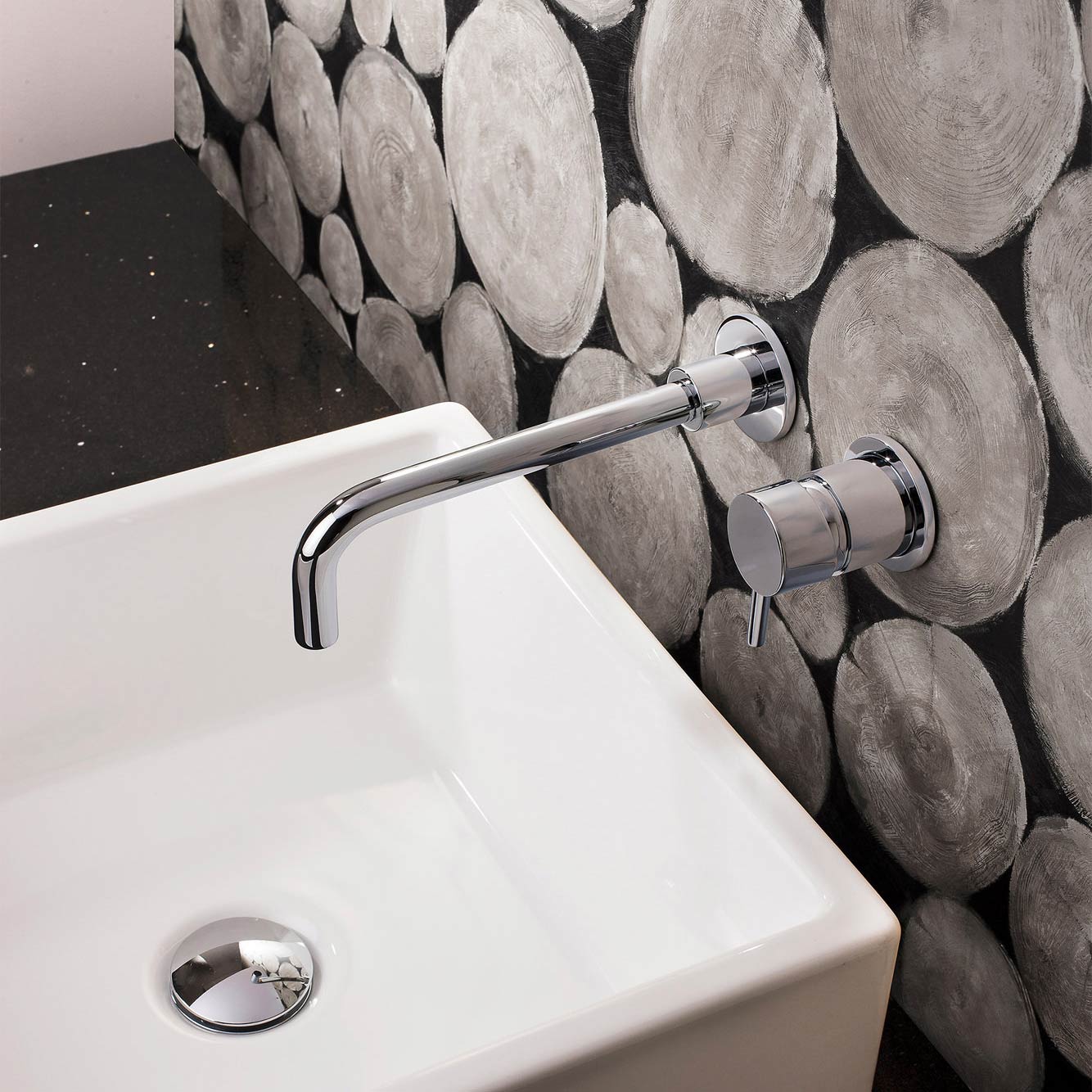 Alice Modern Brass Wall Mounted Chrome Bathroom Basin Spout
