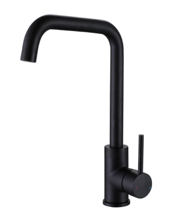 Hexa Single Lever Kitchen Mixer Sink Monobloc Tap Matt Black Round Swivel