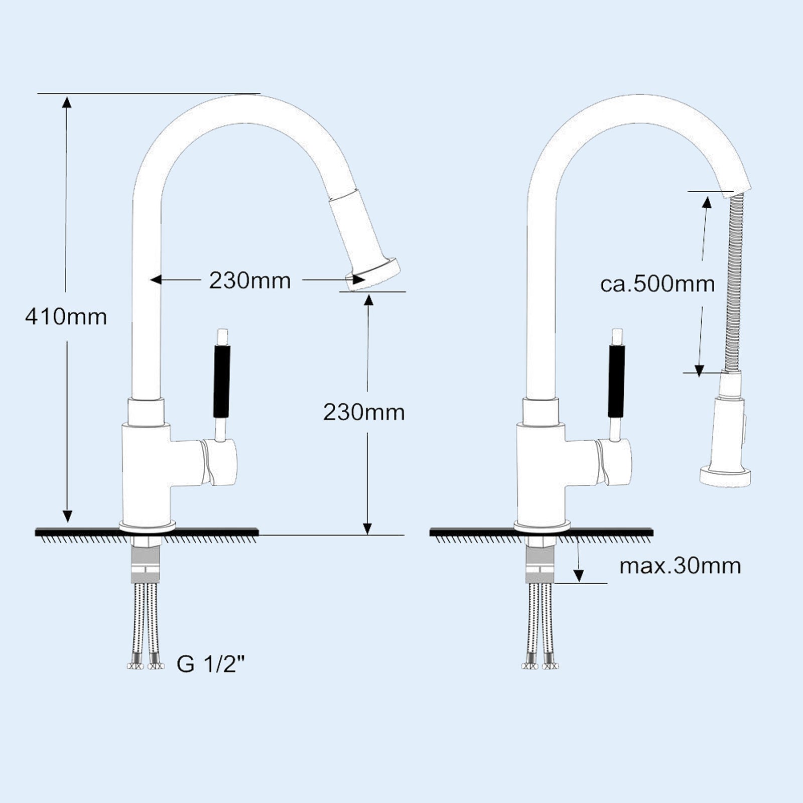 Tims Modern Single Lever Pull Out Kitchen Brass Mixer Tap Chrome Finished