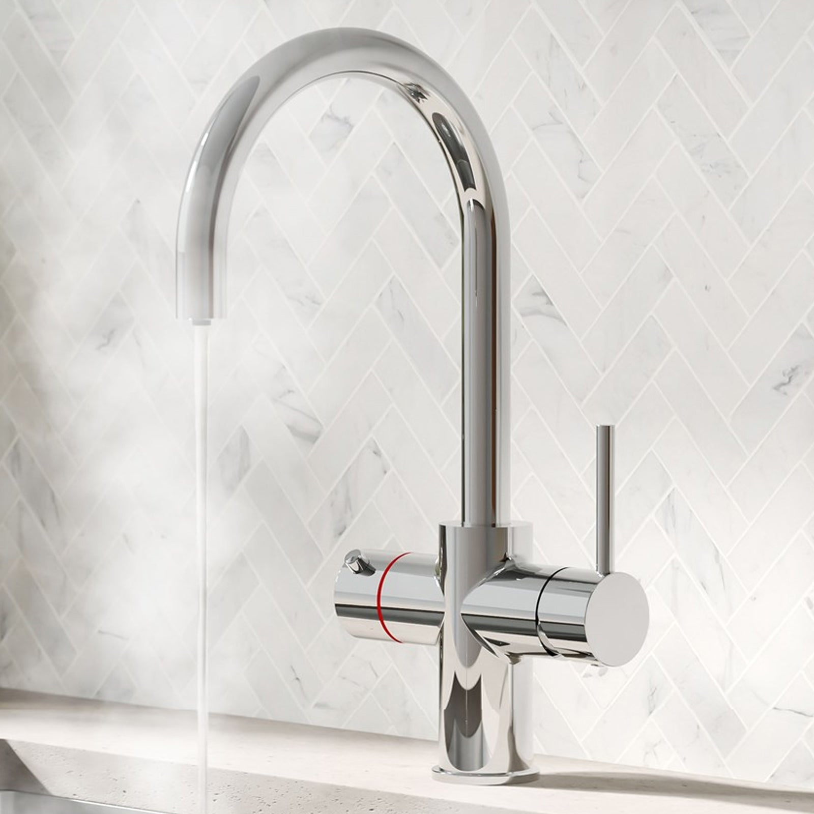 3 in 1 Single Lever Boiler Complete Kitchen Mixer Tap Set - Chrome