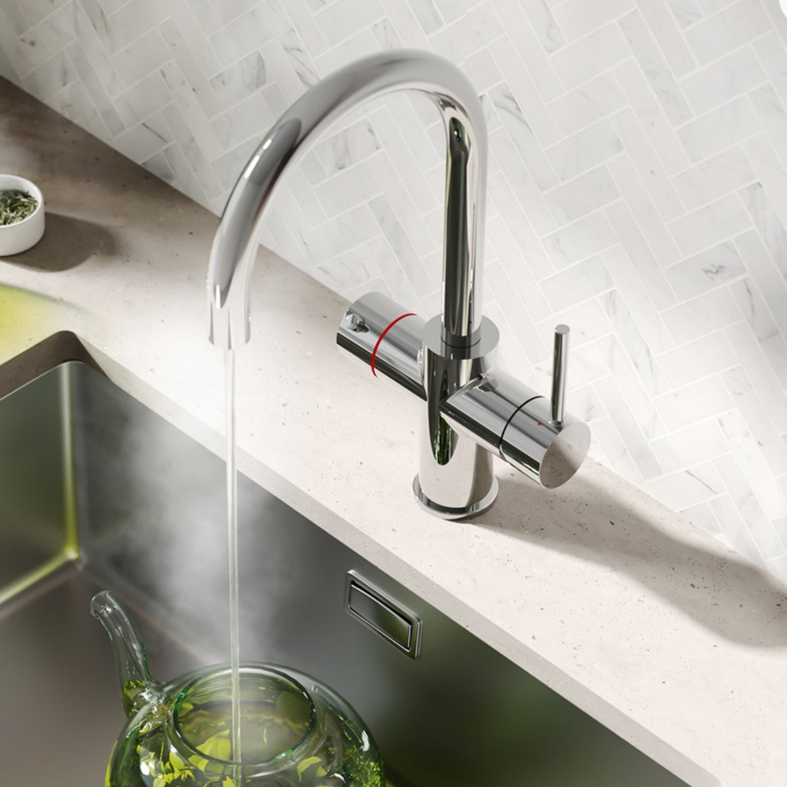 3 in 1 Single Lever Boiler Complete Kitchen Mixer Tap Set - Chrome