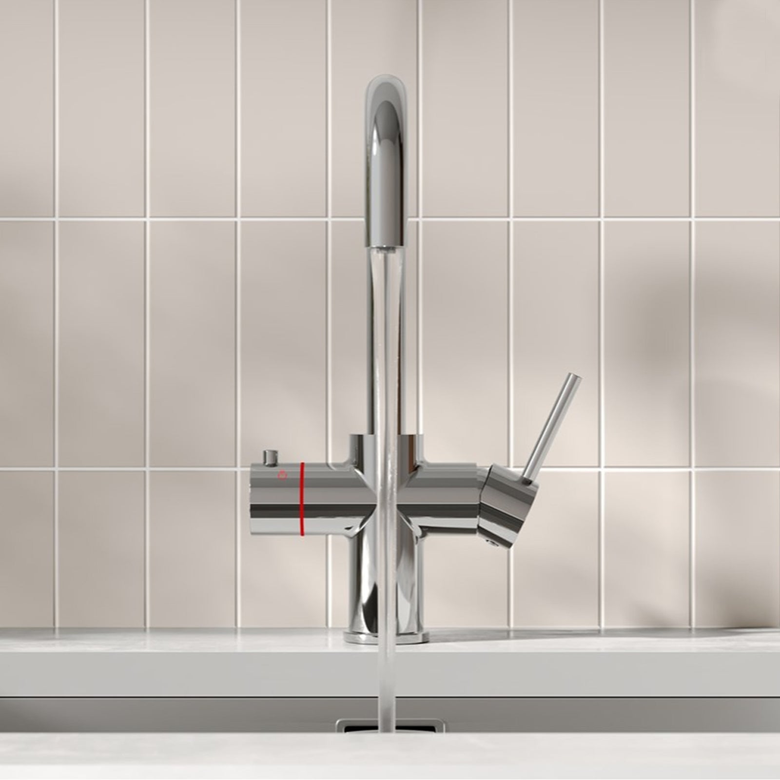 3 in 1 Single Lever Boiler Kitchen Mixer Chrome Tap Set