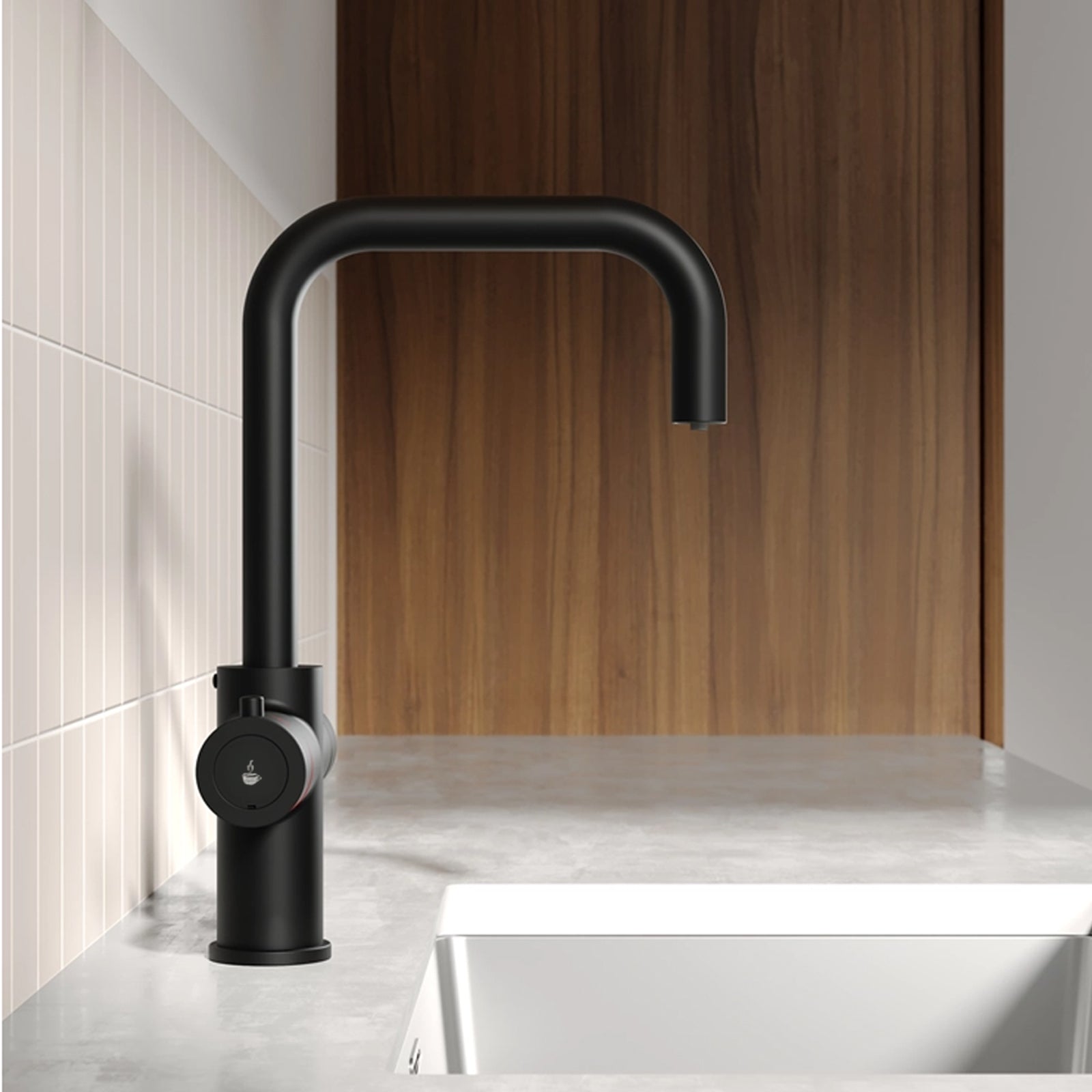 3 in 1 Single Lever Boiler Kitchen Mixer Matte Black Tap Set