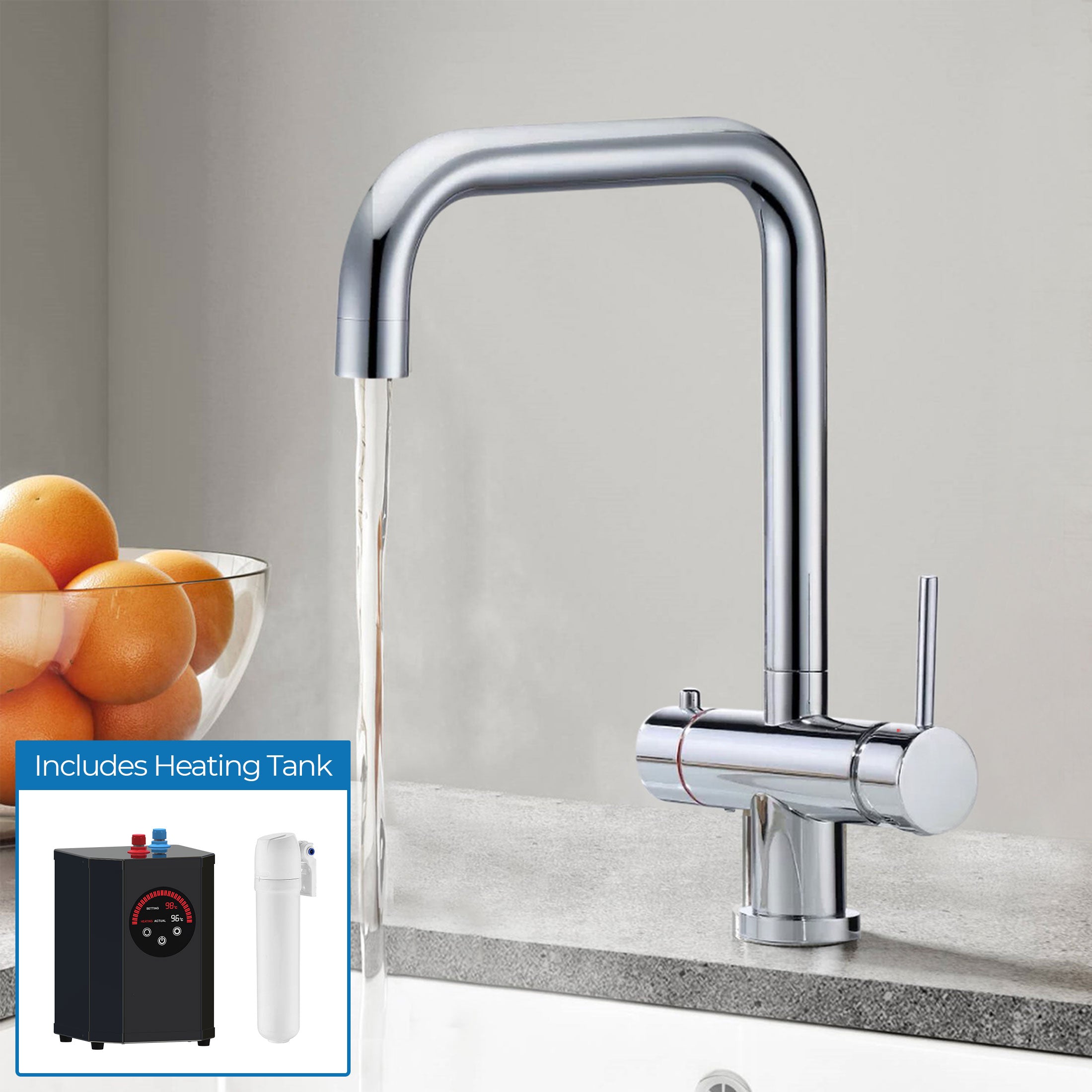 Alexander Instant Boiling Water Kitchen Tap Chrome with heating tank