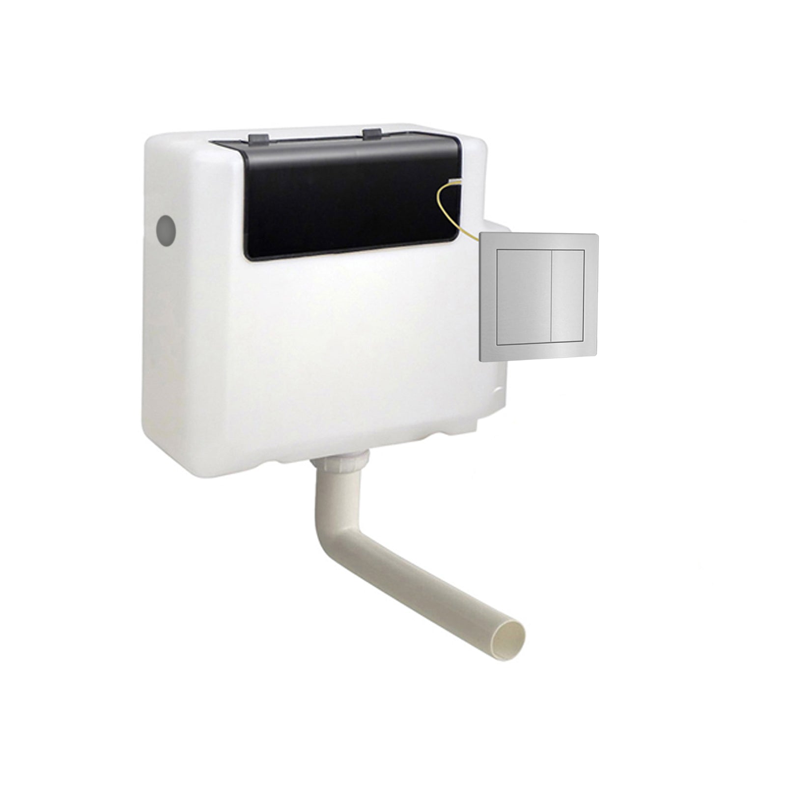 Concealed Cistern Dual Flush Front Access Square Button Brushed Chrome