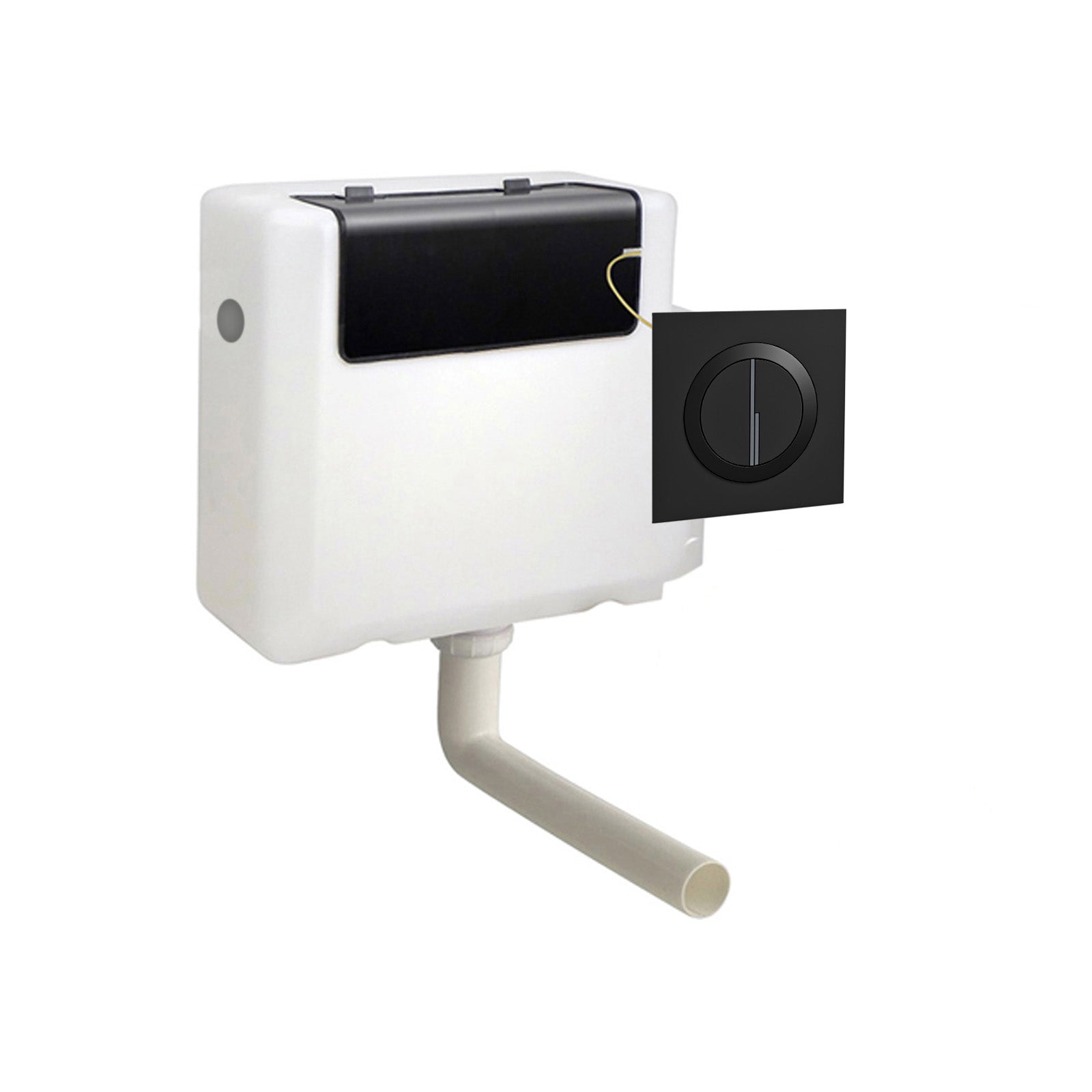 Concealed Cistern Dual Flush Side Inlet Round Button Matte Black