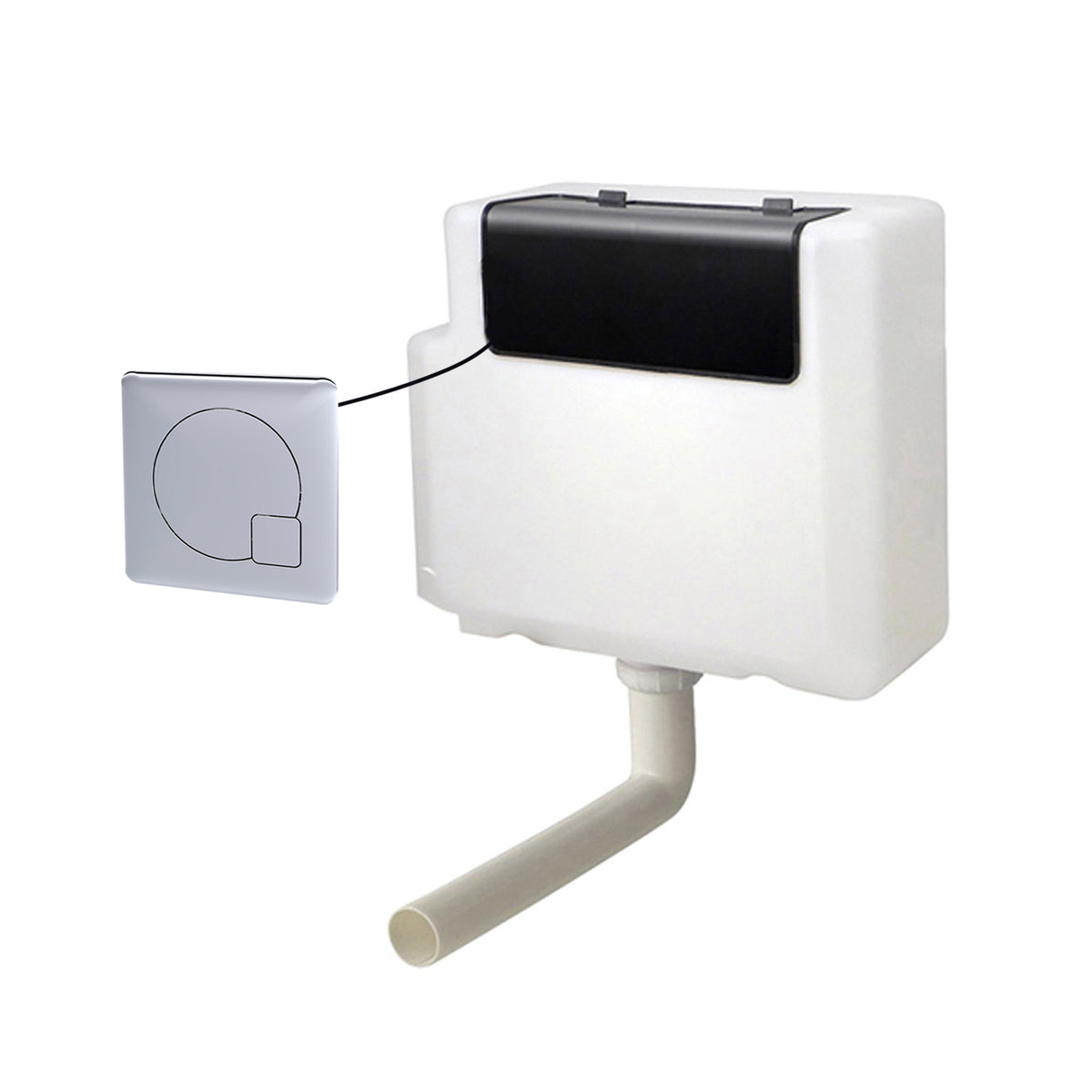 Dual Flush Concealed Cistern, Front & Top Access With Chrome Push Button