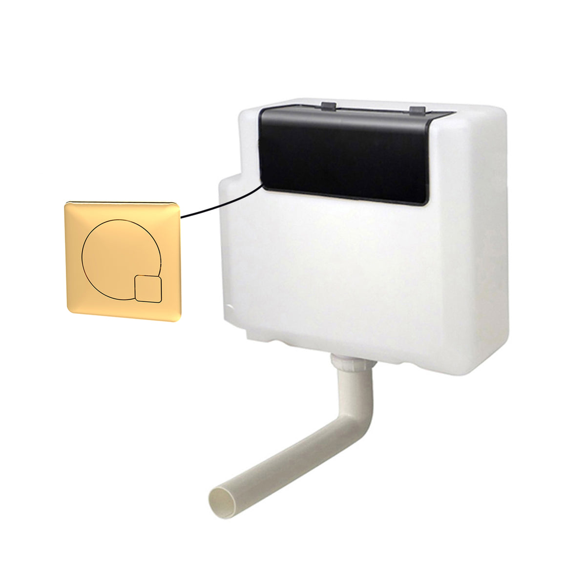 Dual Flush Concealed Cistern, Front & Top Access With Brushed Brass Push Button