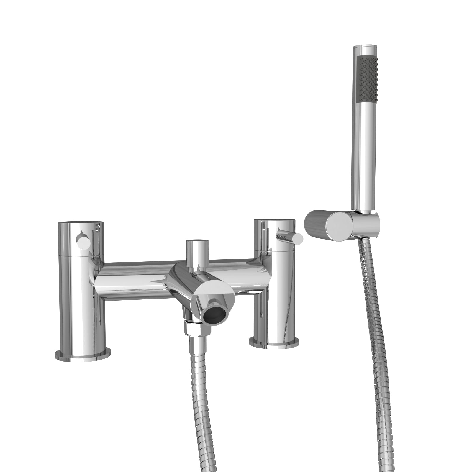 Kyic Modern Bridge Deck Mounted Bath Filler Shower Mixer Tap With Handheld Kit