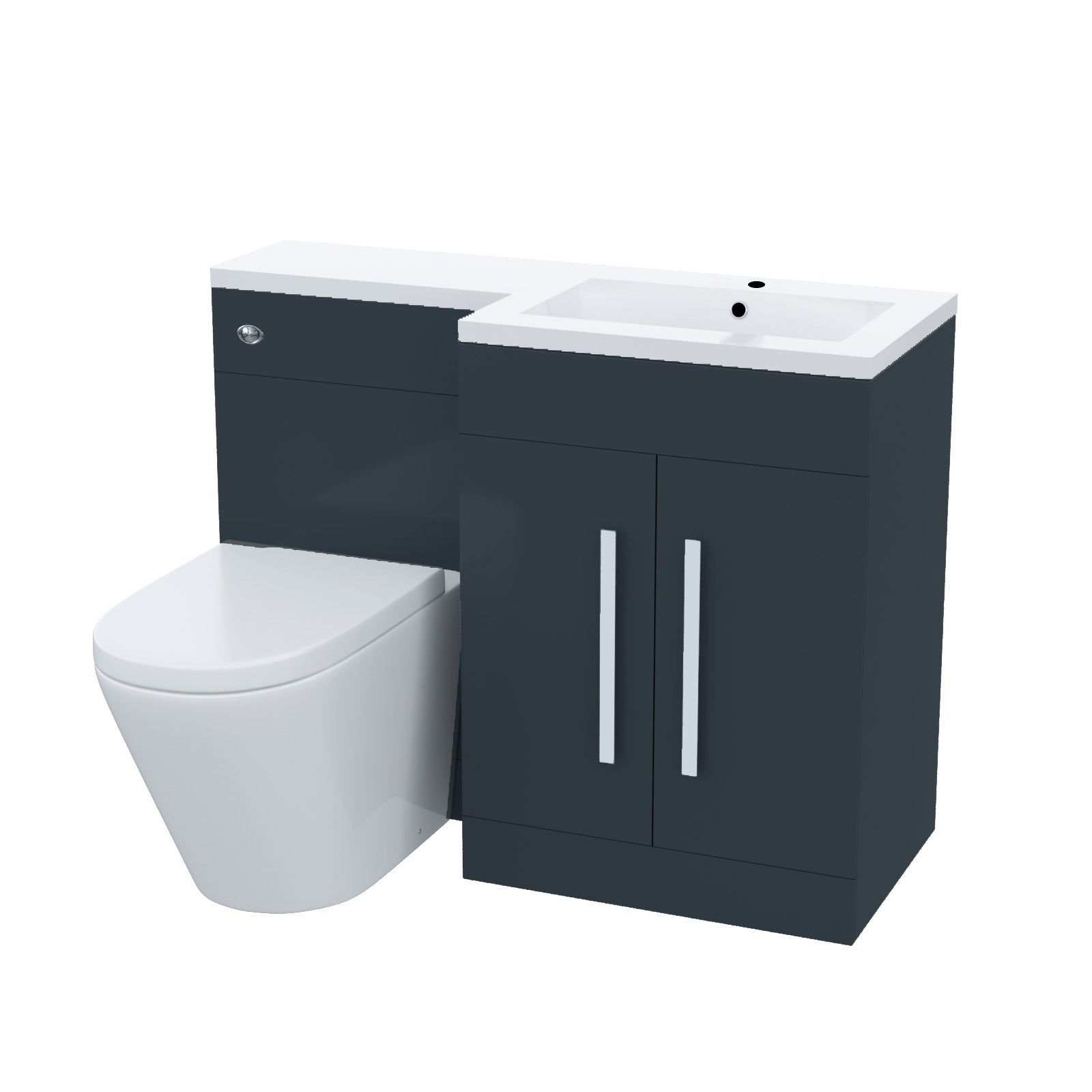 Aric 1100mm RH Freestanding Grey Vanity with BTW Toilet, WC & Basin Flat Pack