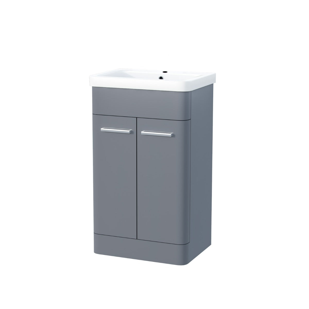 Afern 500mm Freestanding Vanity Unit Cabinet & Wash Basin Steel Grey Flat Pack