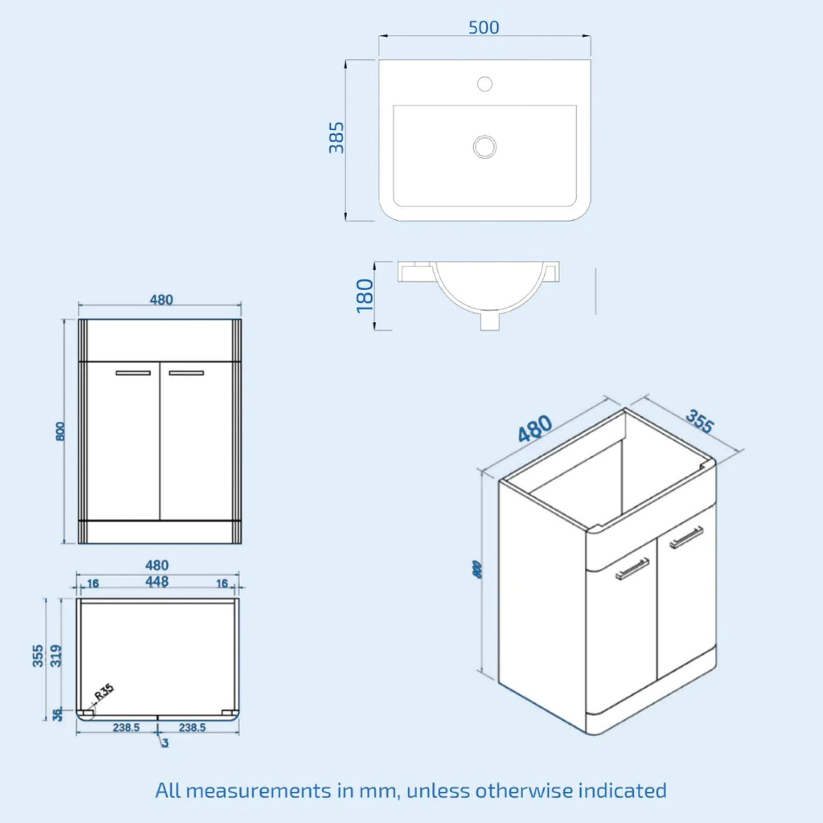 Afern Cloakroom 500mm Gloss White Cloakroom Floorstanding Vanity & Close Coupled Toilet with Soft Close Seat