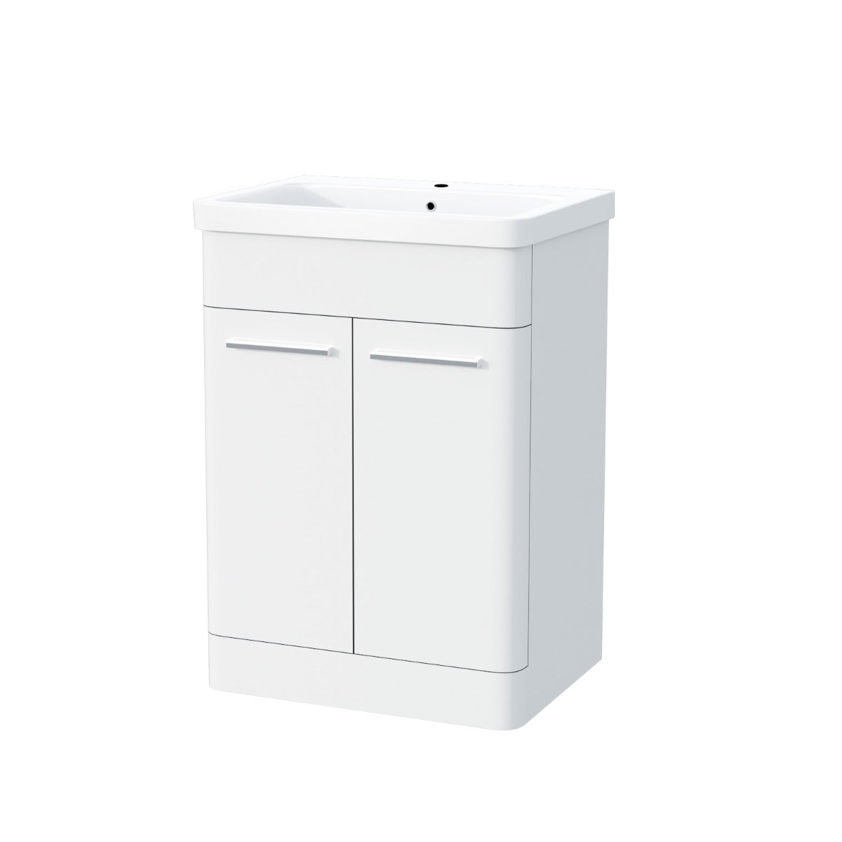 Afern 600mm MDF Vanity Unit Cabinet  & Wash Ceramic Basin White - Flat Pack